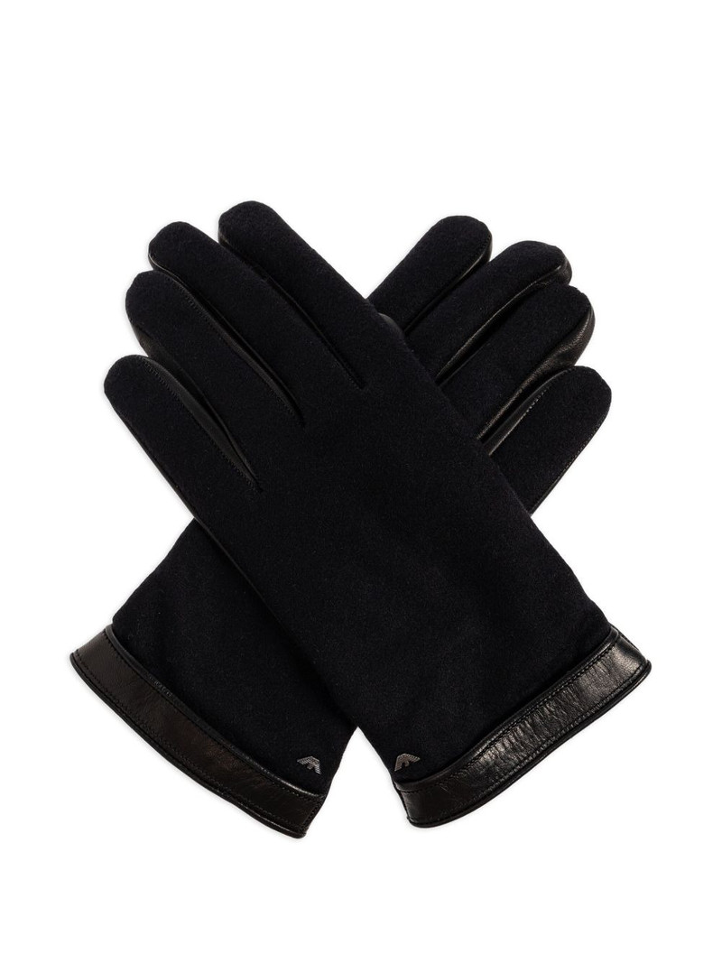 EMPORIO ARMANI leather-trimmed wool gloves outlook