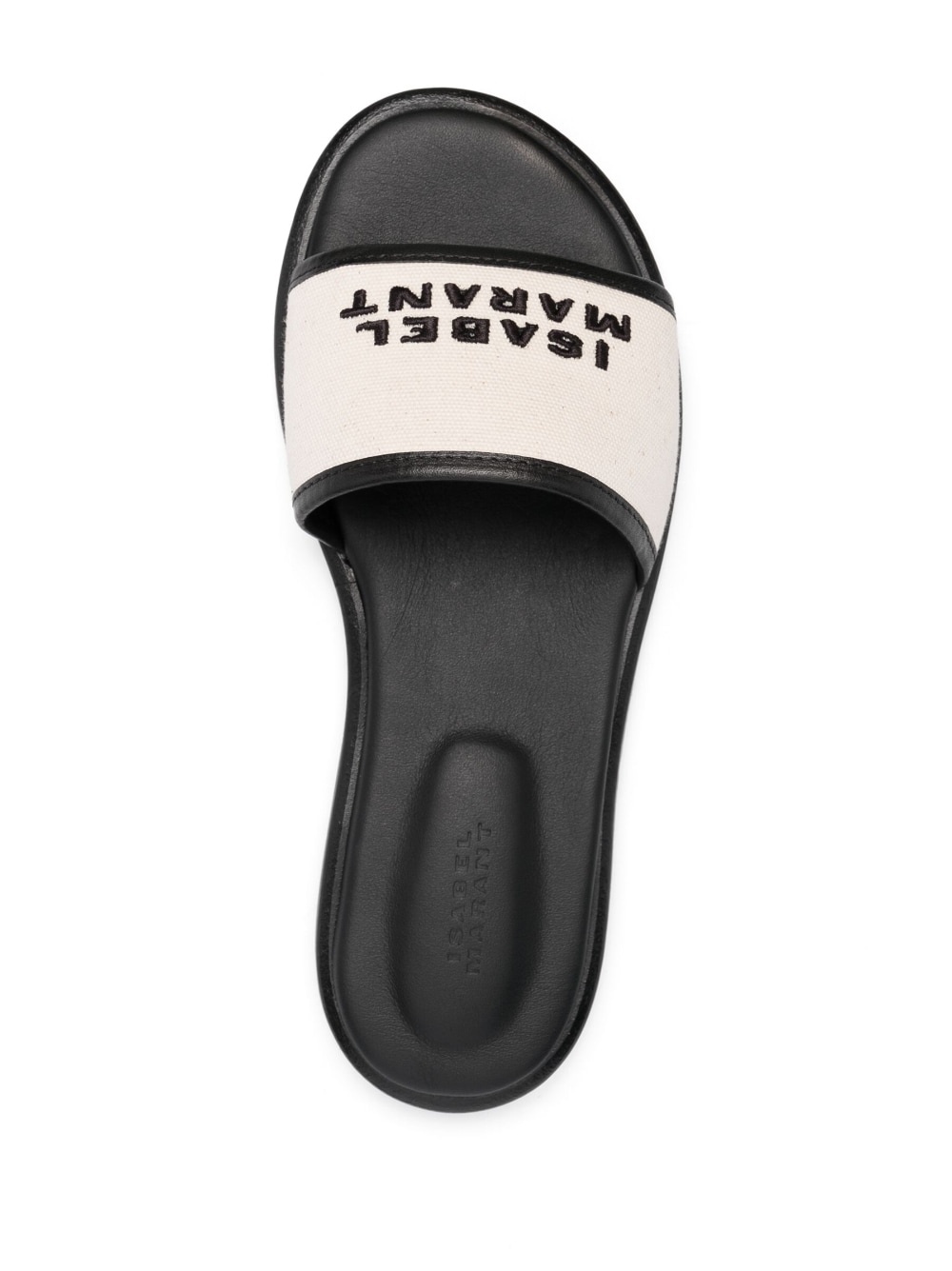 logo-embroidery leather slides - 4
