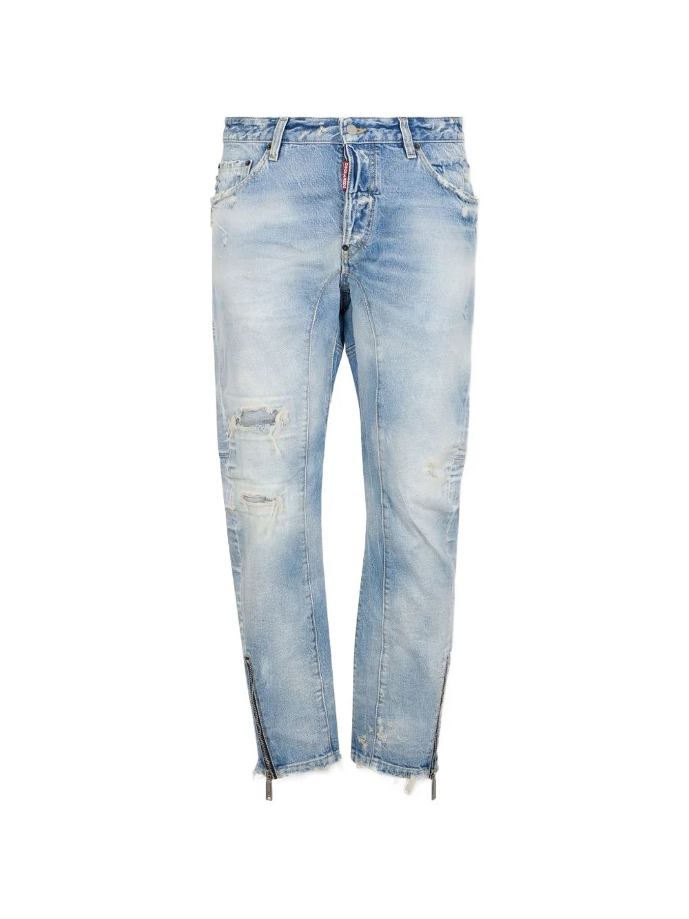 distressed zip-detail jeans - 1