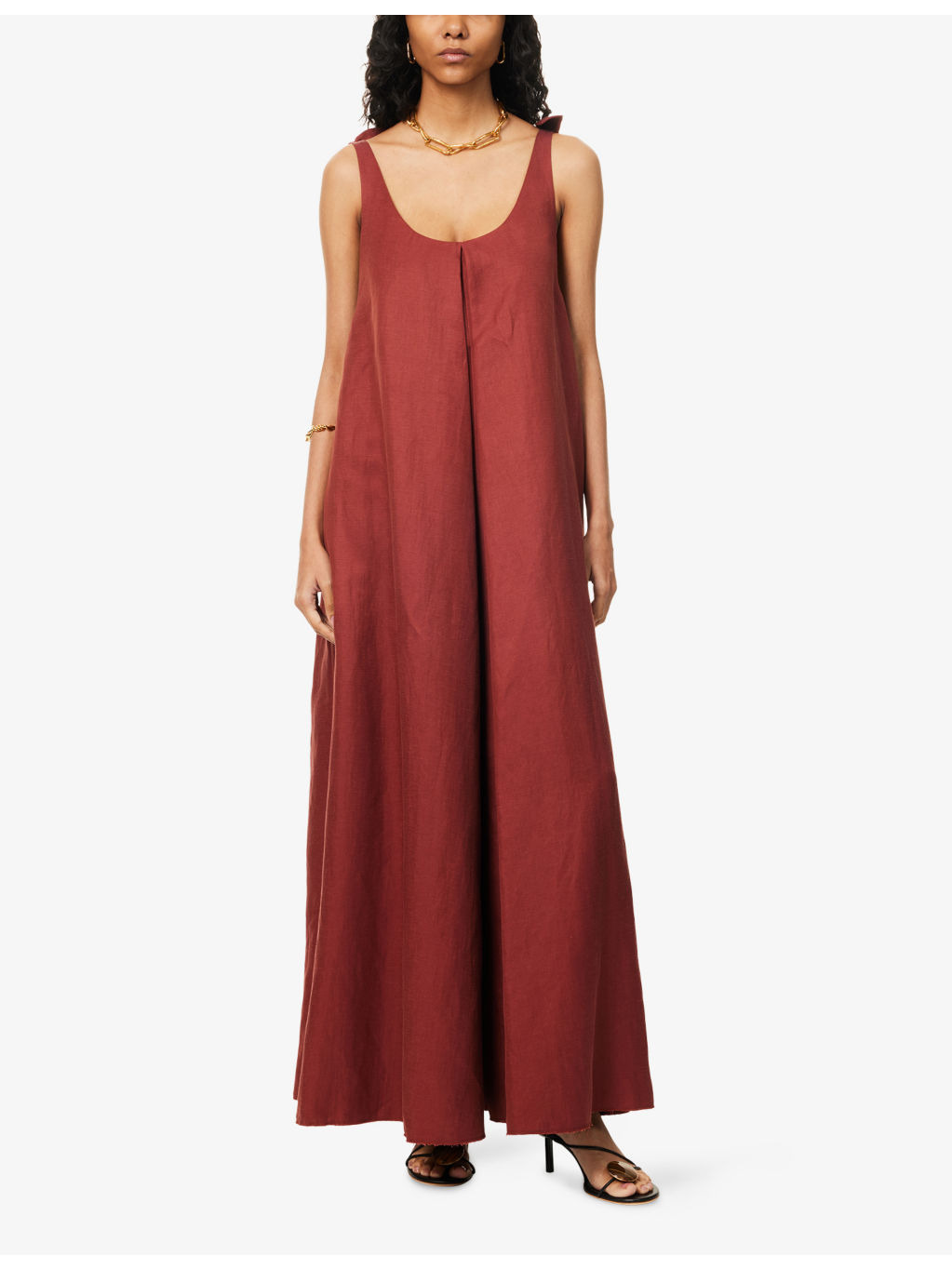 Aras Relaxed-Fit Bow Linen-And-Silk Midi Dress - 3