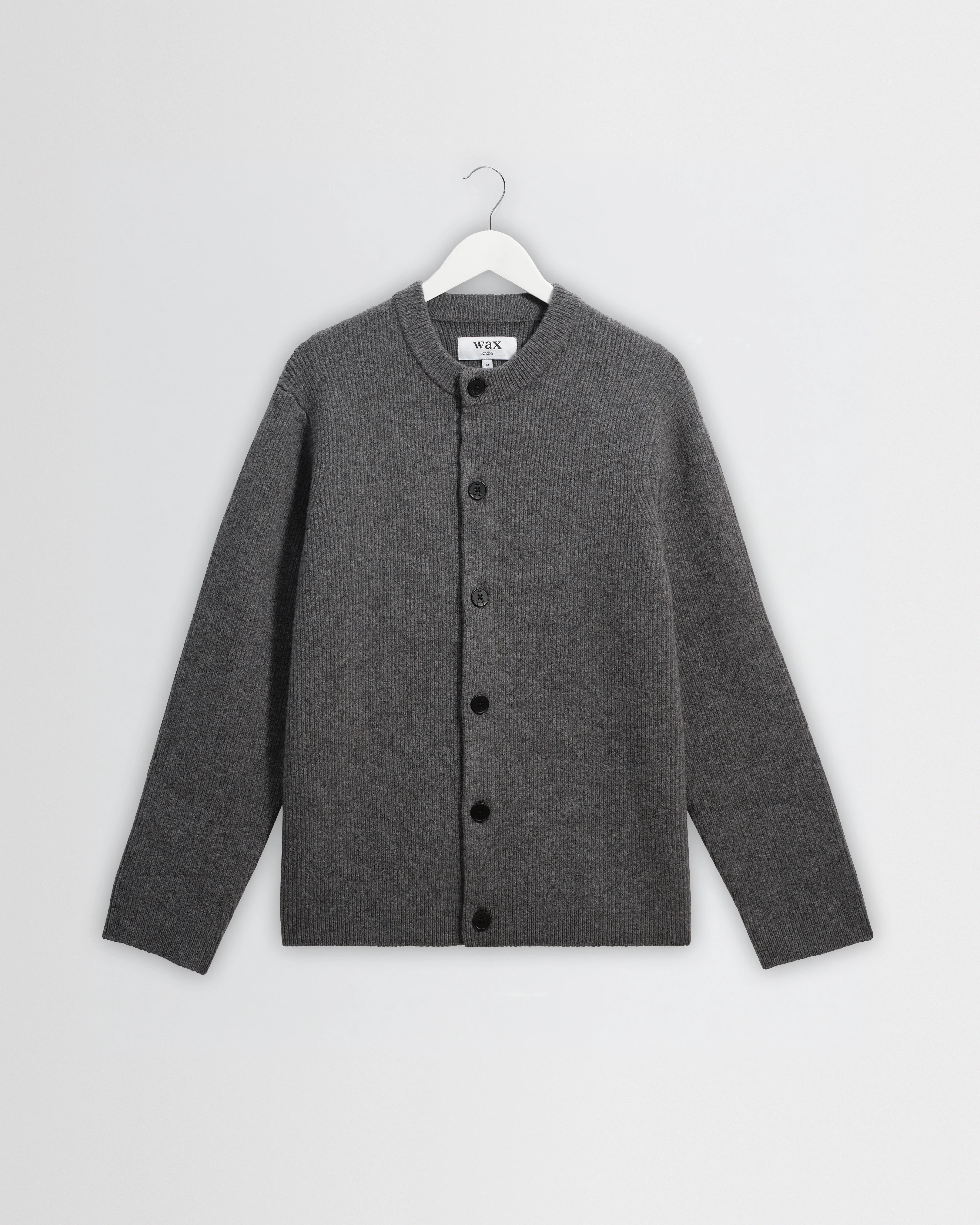 Granby - Grey Ribbed Wool Cardigan - 1