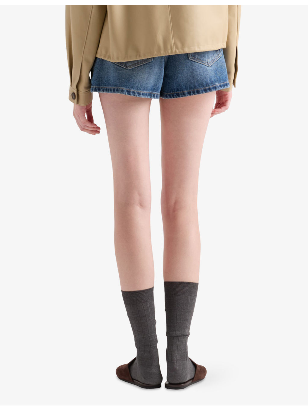 High-Rise Faded-Wash Denim Shorts - 4