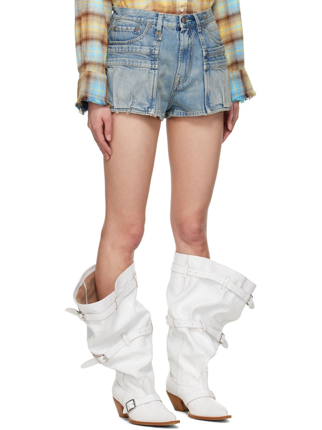 Blue Loose D'Arcy Multi Pocket Denim Shorts - 2