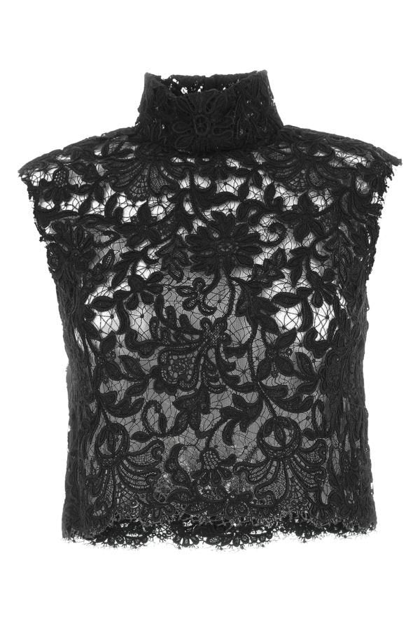 Saint Laurent Woman Black Lace Top - 1