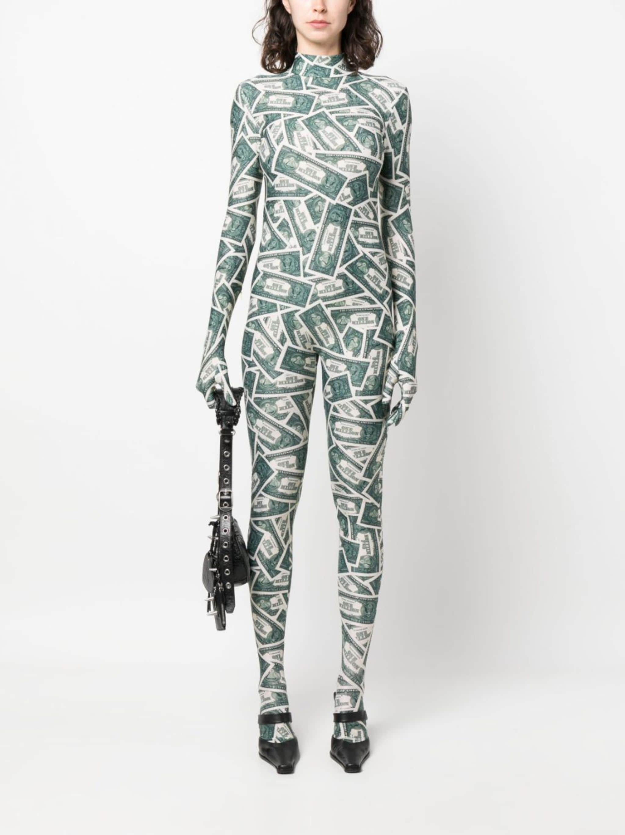 money-print full-length stretch jumpsuit - 2
