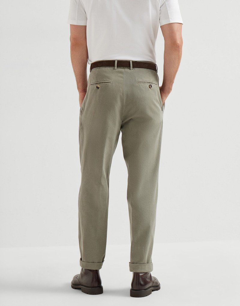 Brunello Cucinelli Twisted cotton gabardine trousers with double pleats outlook