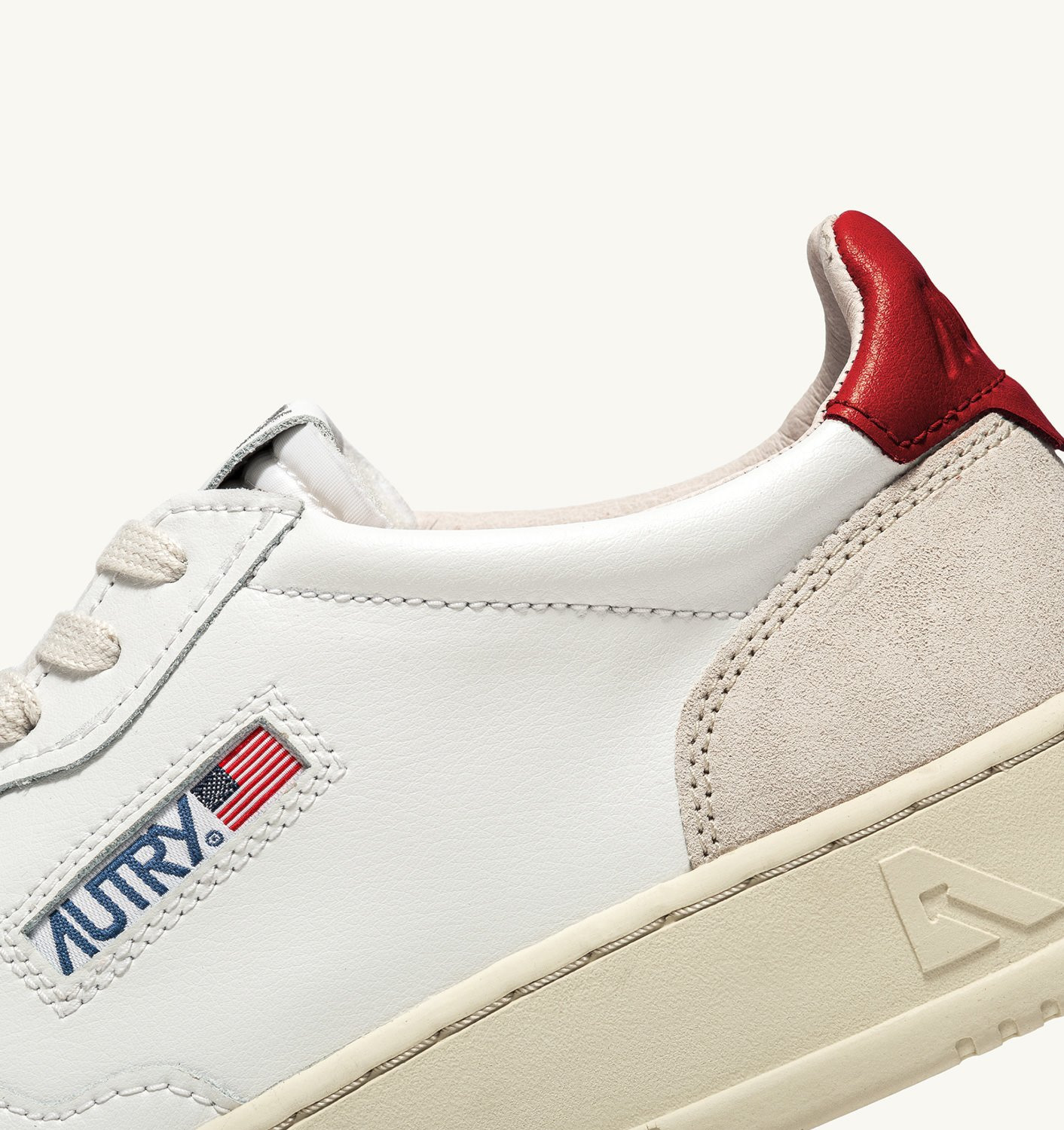 MEDALIST LOW SNEAKERS IN WHITE AND RED LEATHER AND BEIGE SUEDE - 6