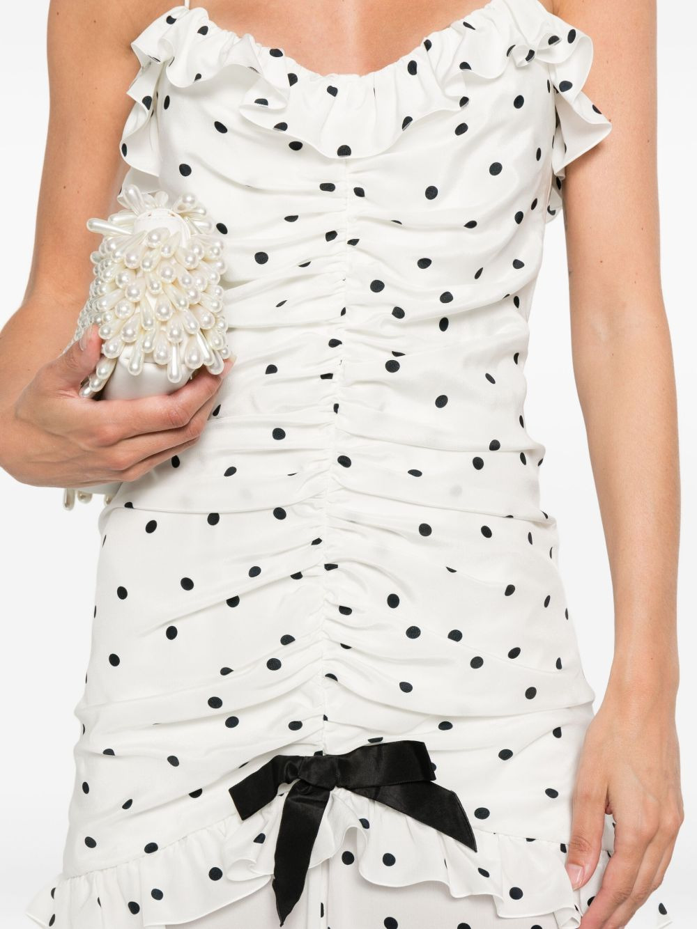 polka dot-print ruched dress - 5