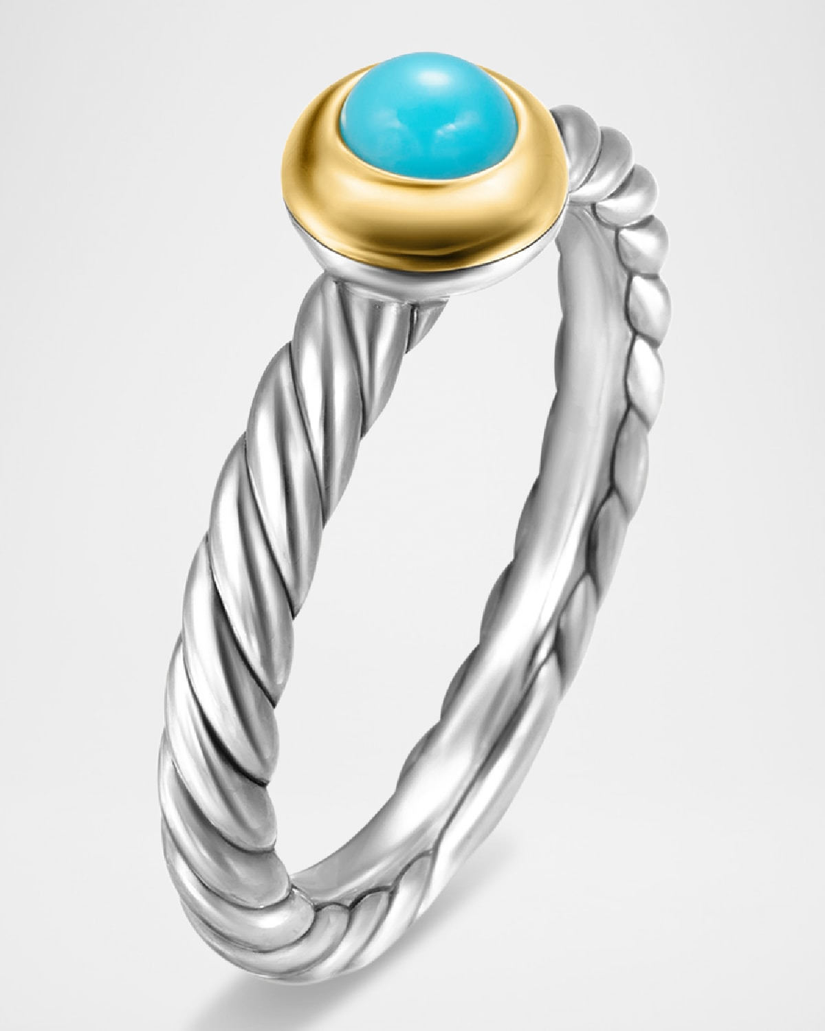 Cable Flex Ring with Gemstone in Silver and 14K Gold, 2.8mm - 3