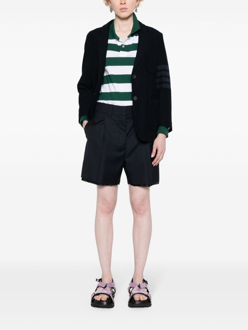 logo-embroidered wool shorts - 2