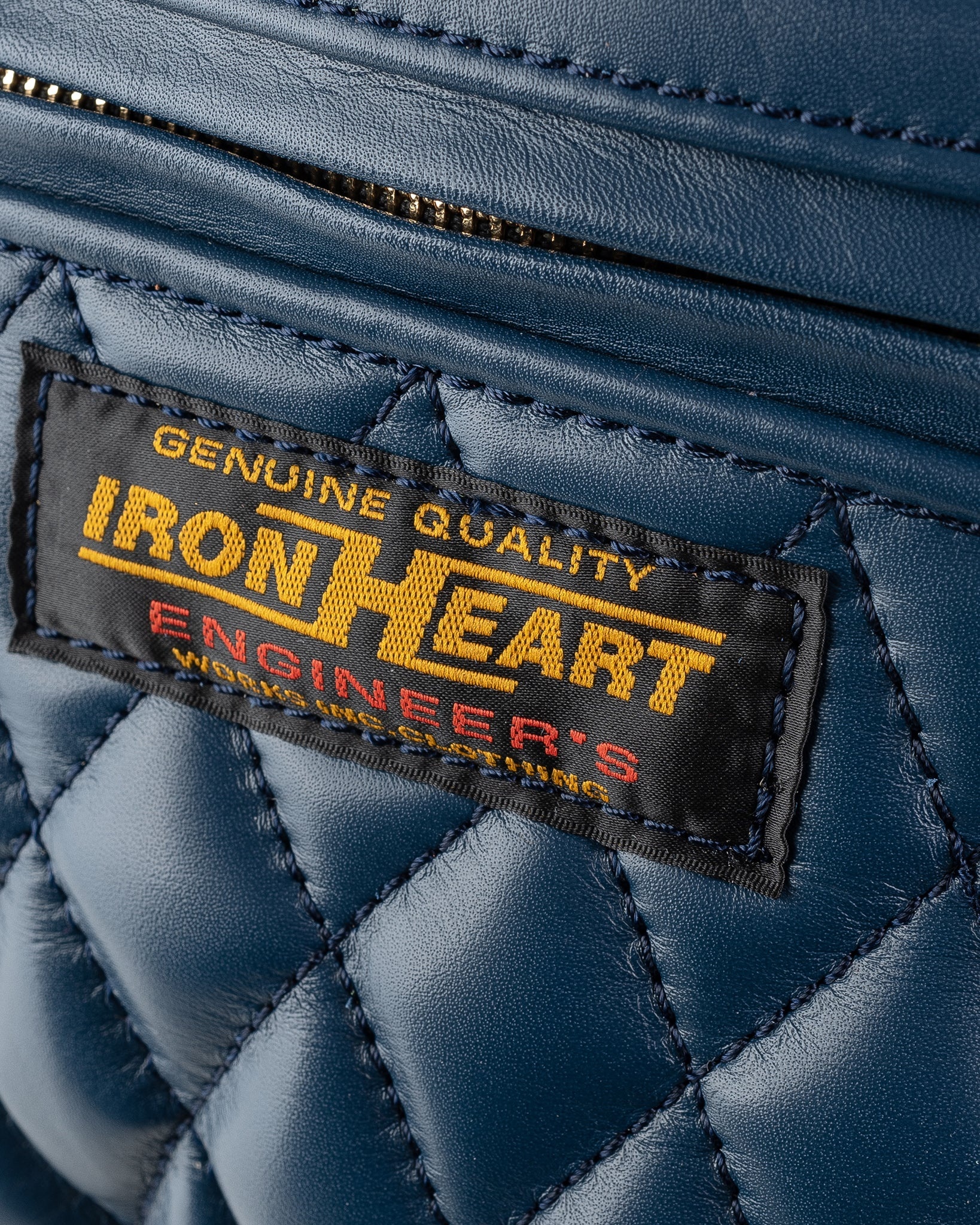IHE-45-NAV Diamond Stitched Leather Waist Bag - Navy - 5