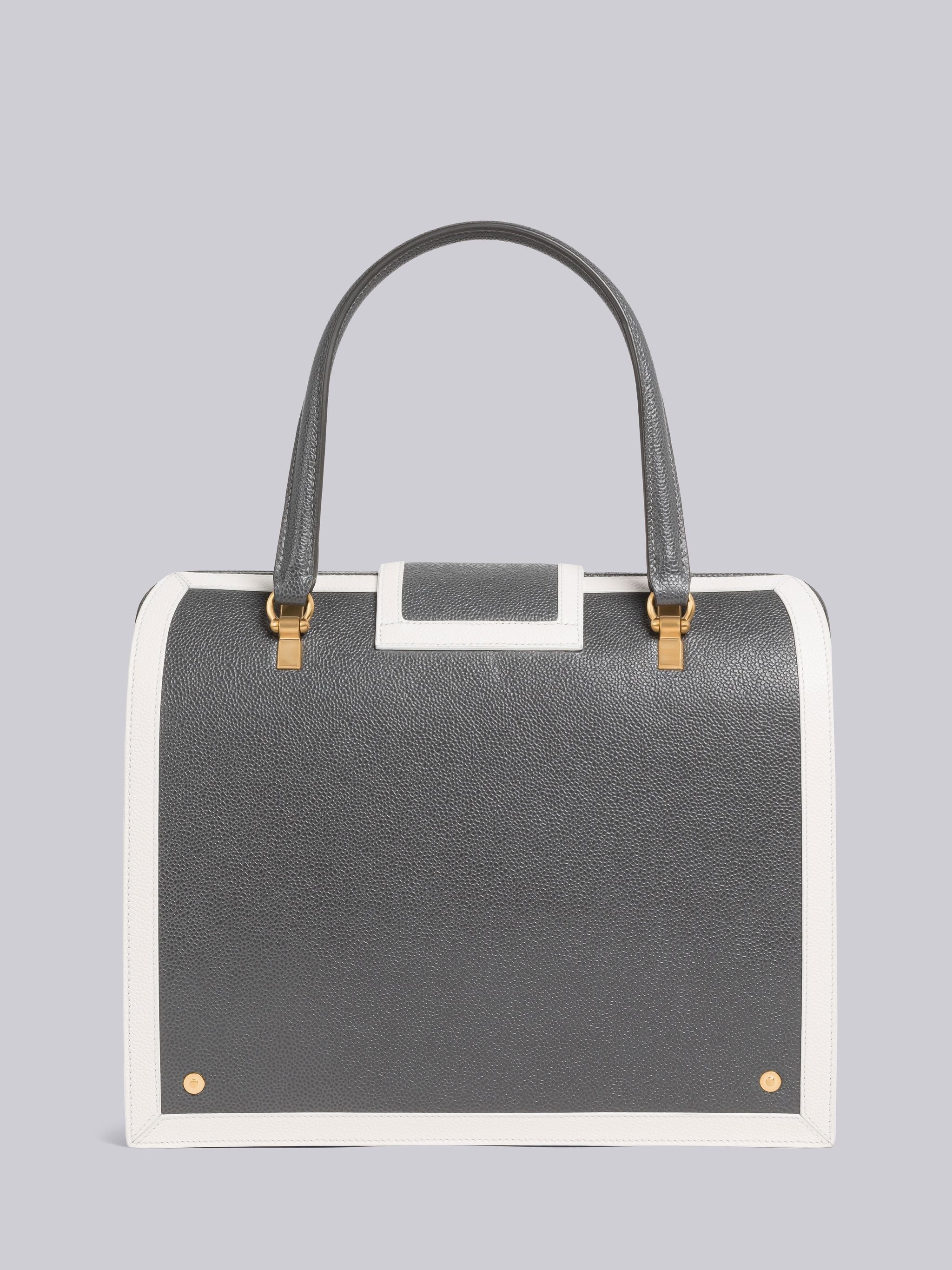 Dark Grey Pebble Grain Leather Contrast Leather Frame Mrs. Thom Bag - 4