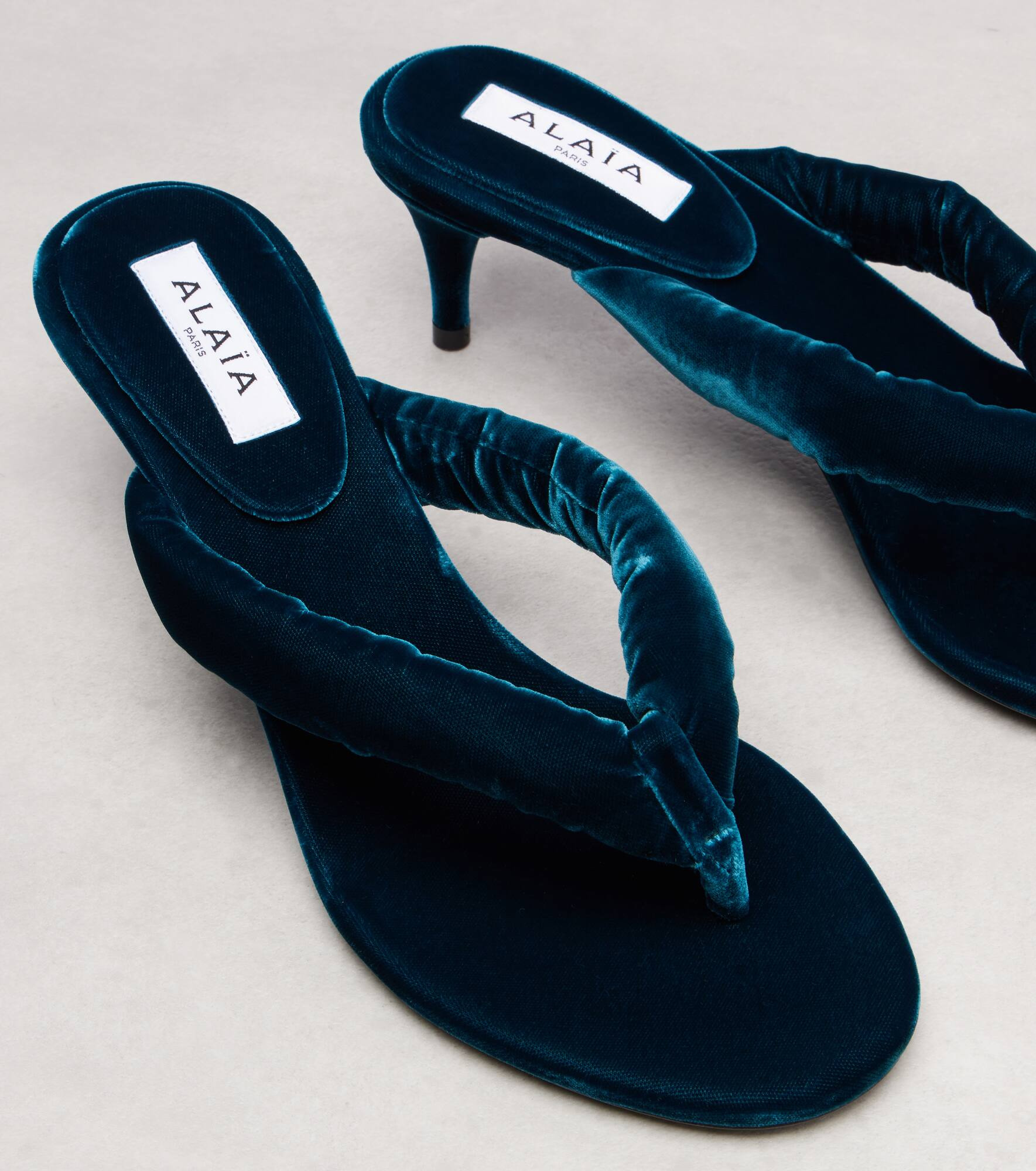 Boudoir 55 velvet thong sandals - 5