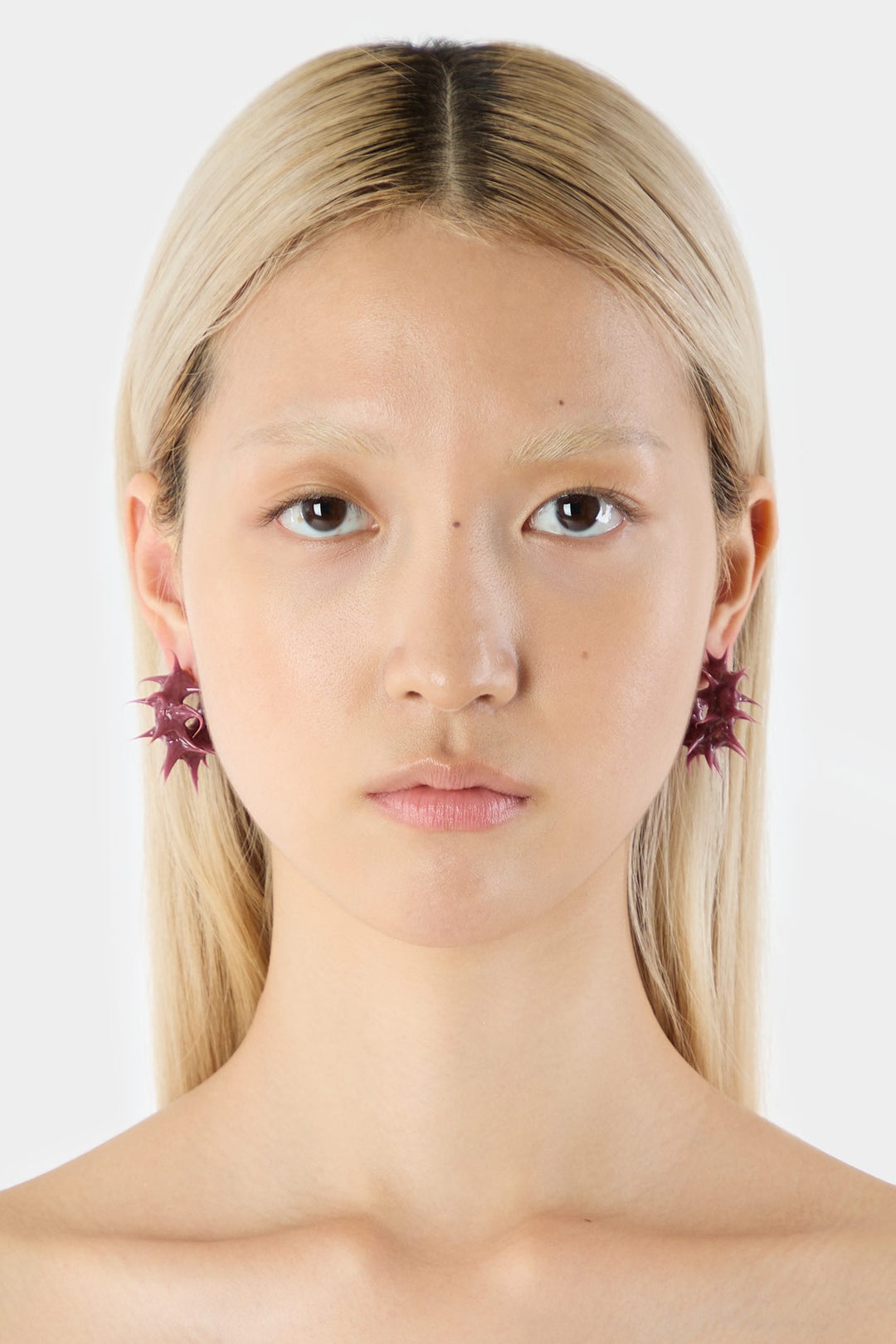 MINI RUBBERIZED TUFT EARRINGS / burgundy - 2