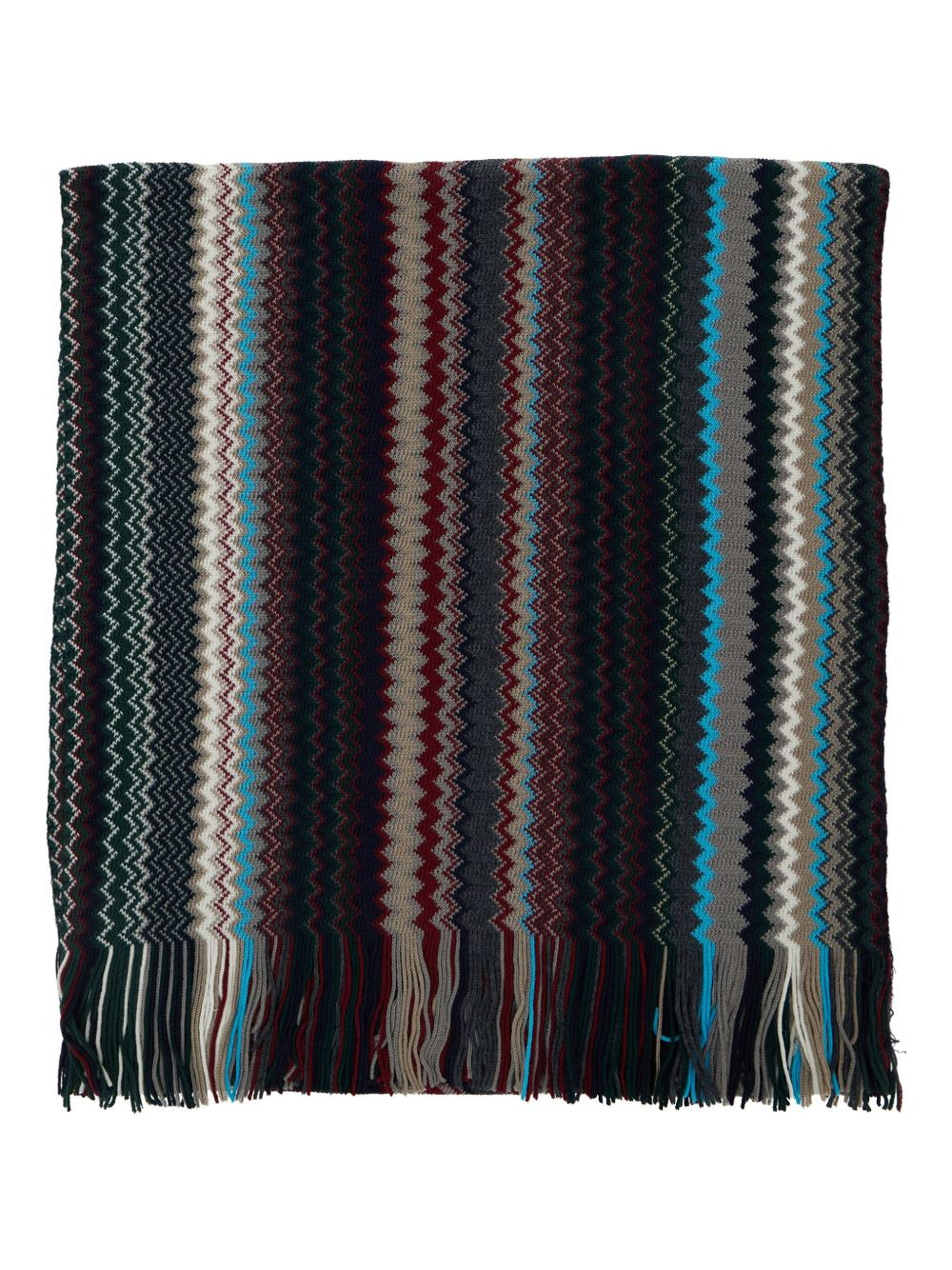 zigzag-pattern fringed scarf - 1