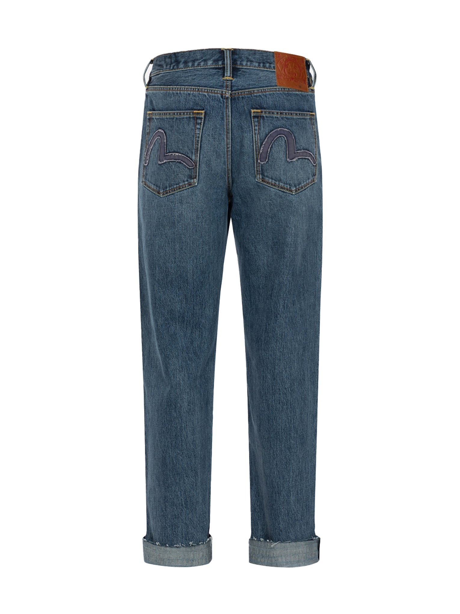 Seagull Appliqué Embroidery Baggy Fit Patchwork Jeans - 12