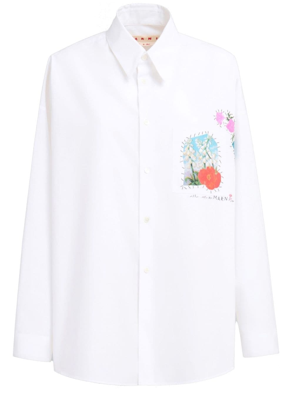 floral-appliquÃ© cotton shirt - 1