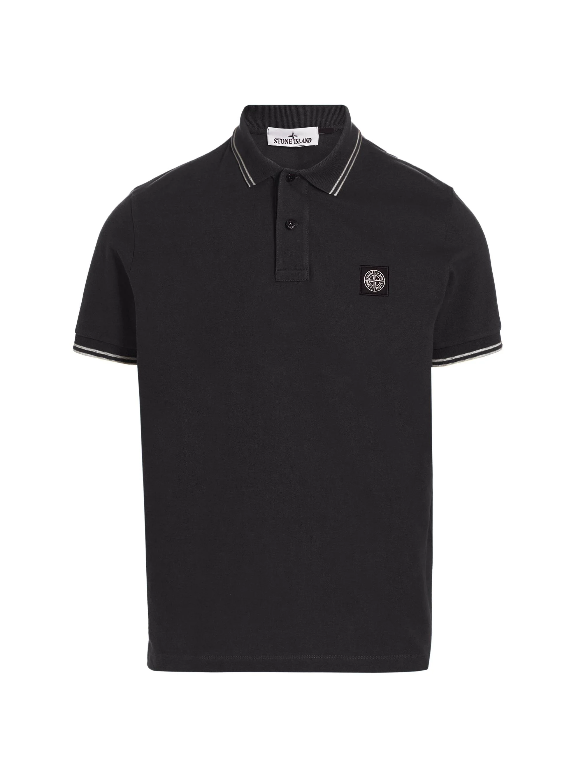 Men's Cotton-Blend Patch Polo Shirt - Black - 1