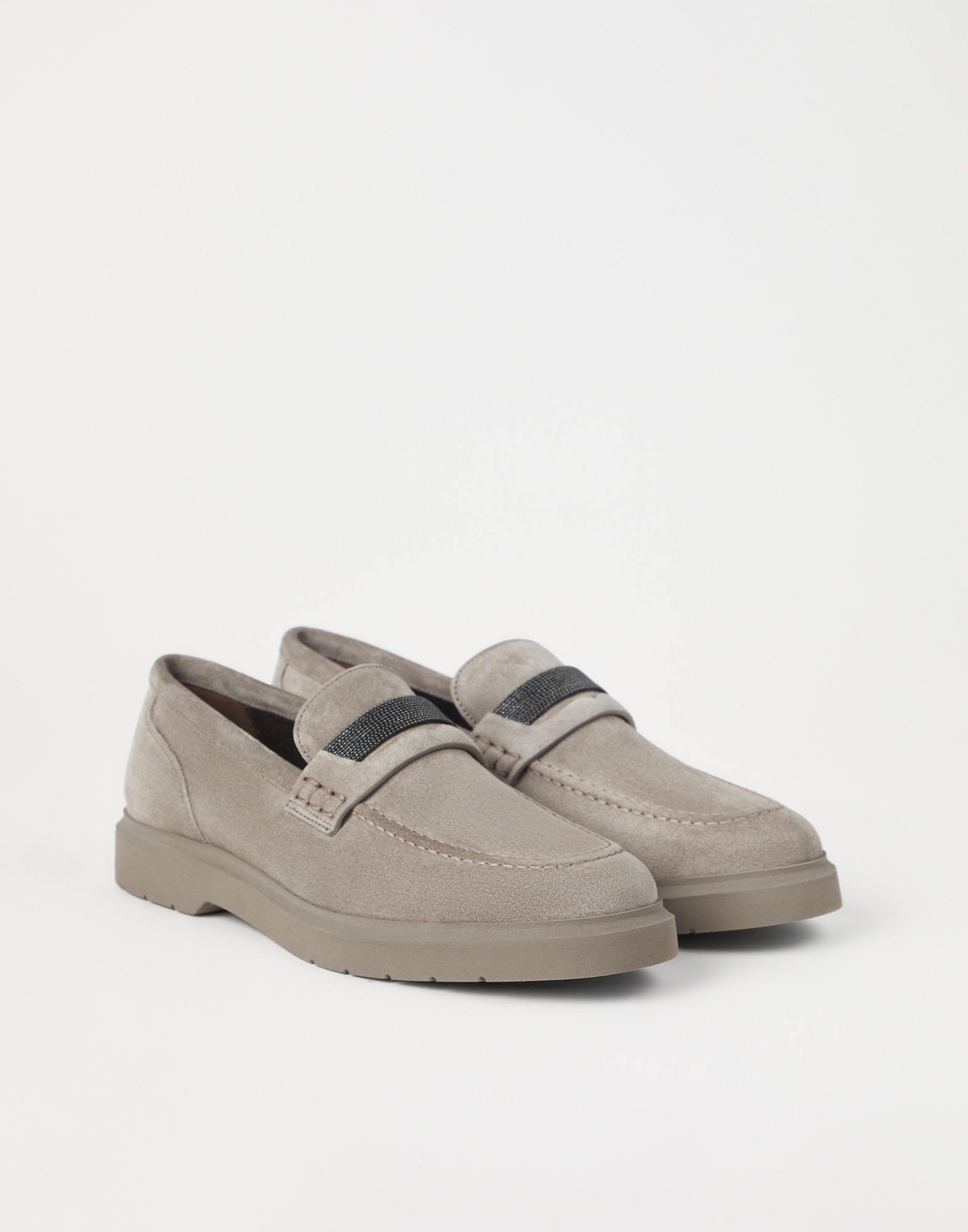 Suede penny loafer with monili - 1