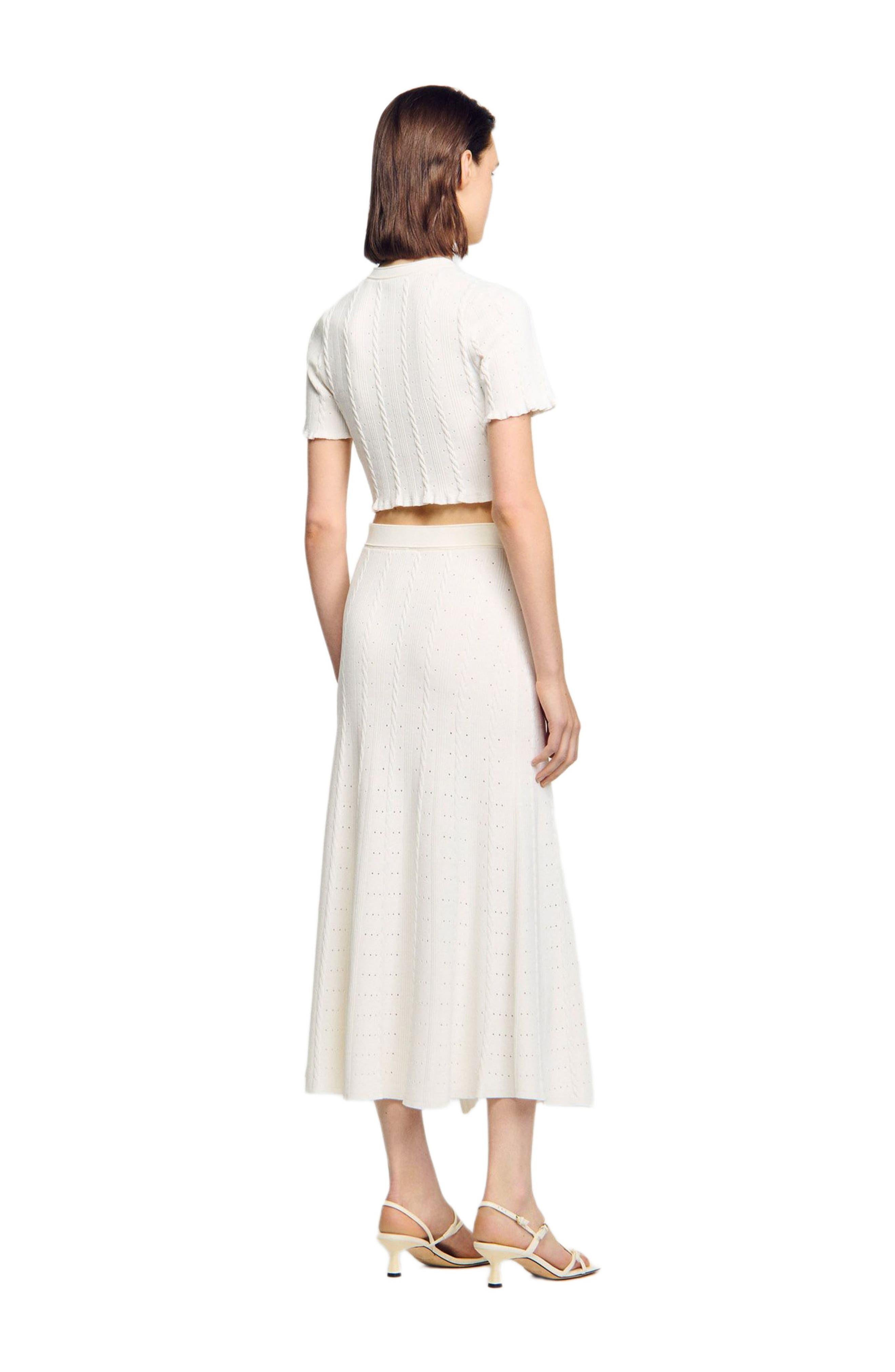 SANDRO Cropped pointelle knit cardigan in Ecru at Nordstrom - 2