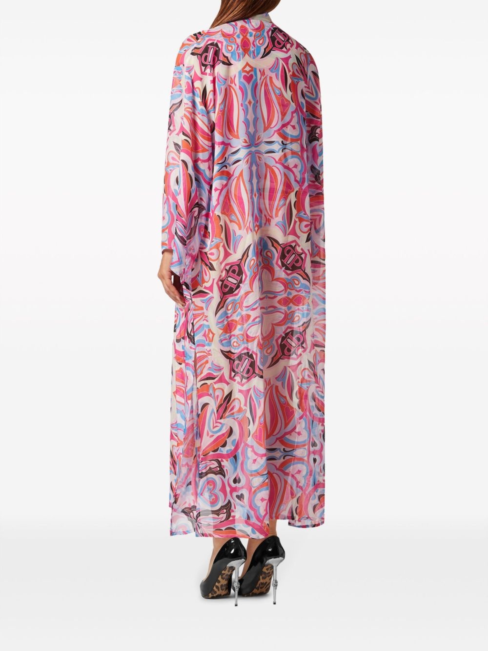 kaleidoscopic-print silk kaftan - 4