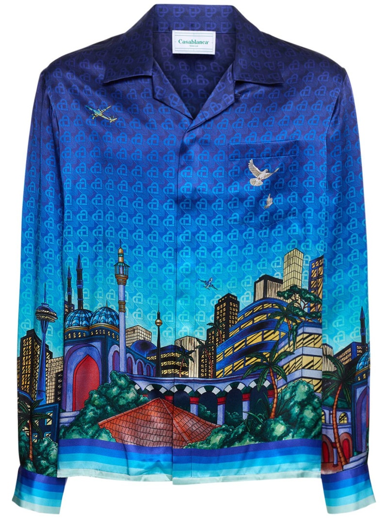 Night View print silk twill shirt - 1