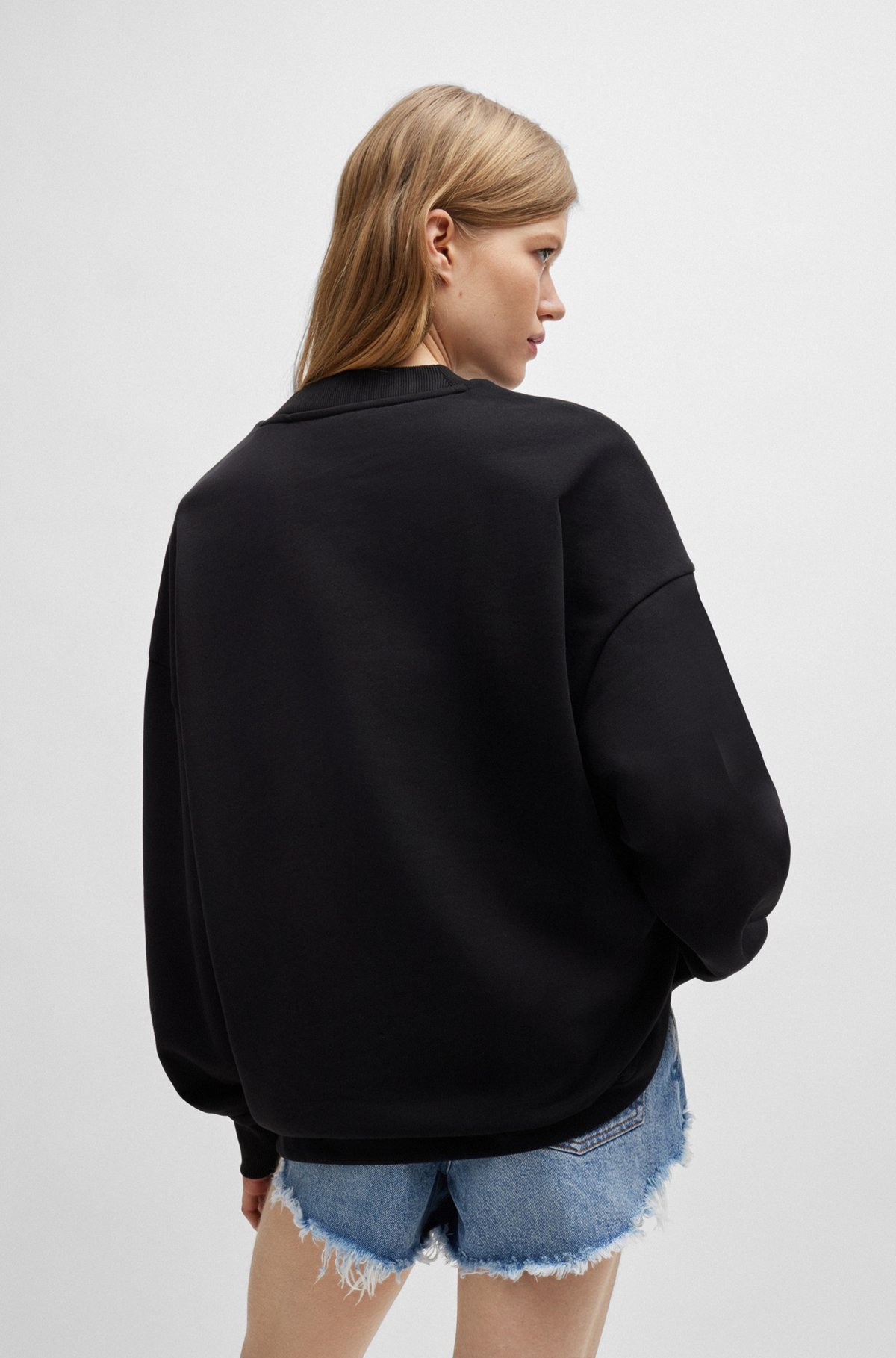 COTTON-TERRY SWEATSHIRT WITH HAPPY HUGO LOGO PATCH - 5