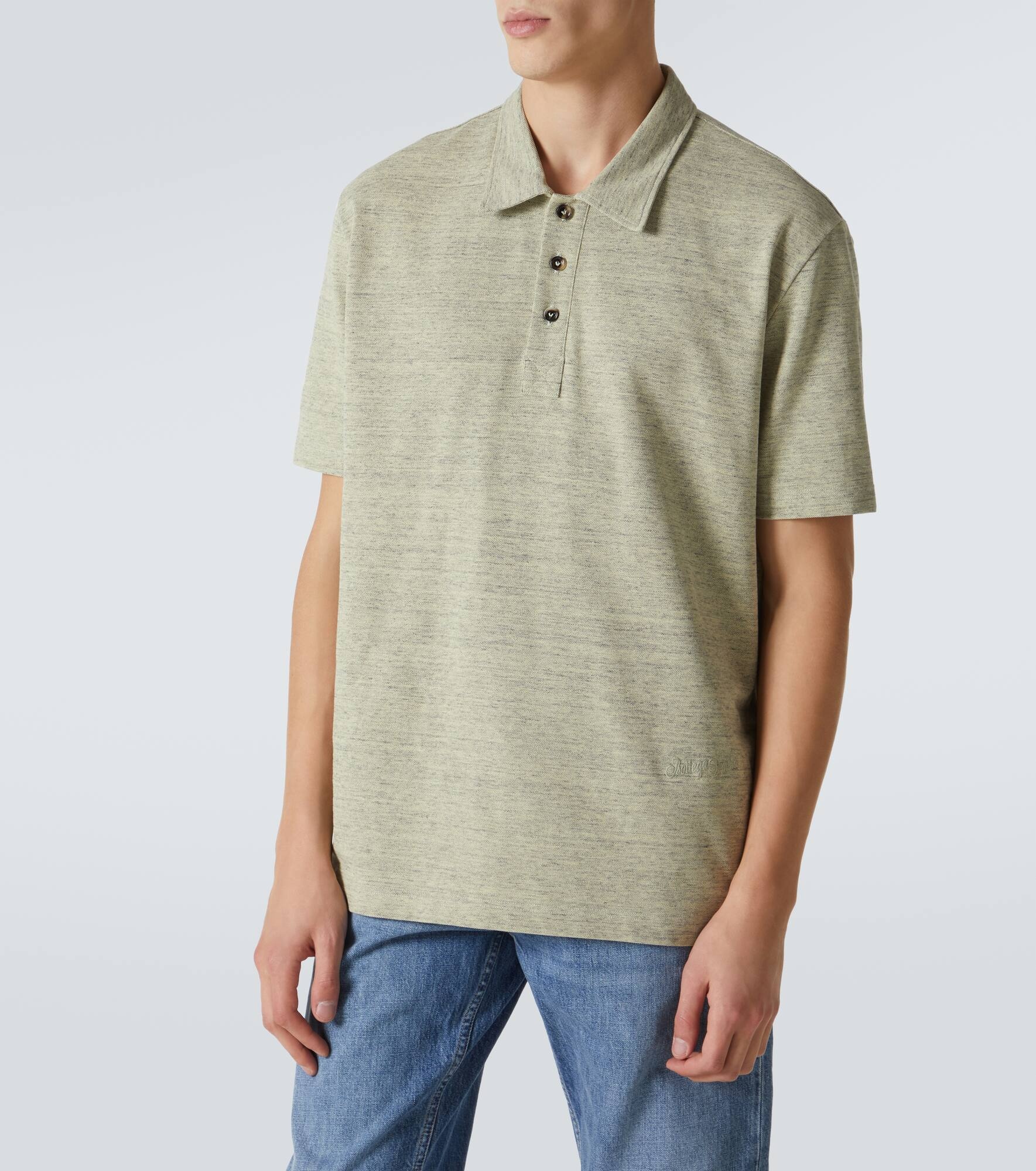 Embroidered cotton piqué polo shirt - 3