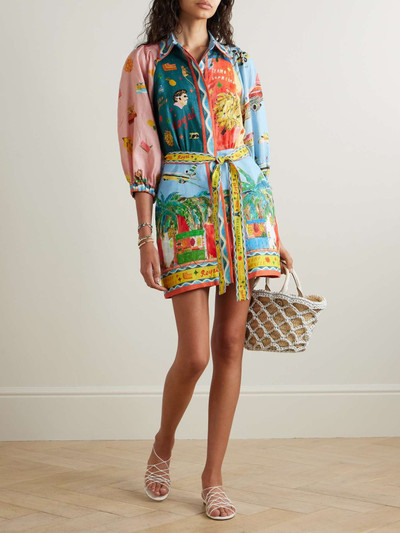 ALÉMAIS + Adam Lester All Aboard belted printed linen mini shirt dress outlook