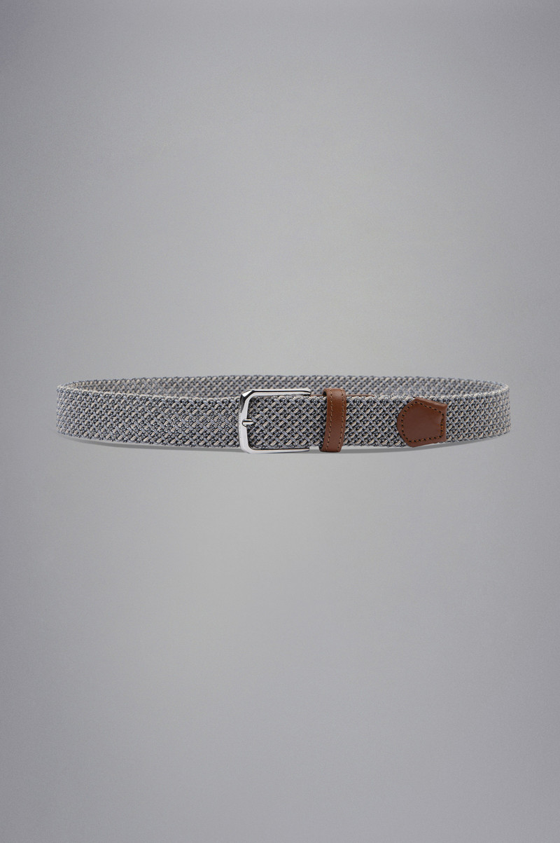 LEATHER TRIMMED WOVEN ELASTIC BELT 1