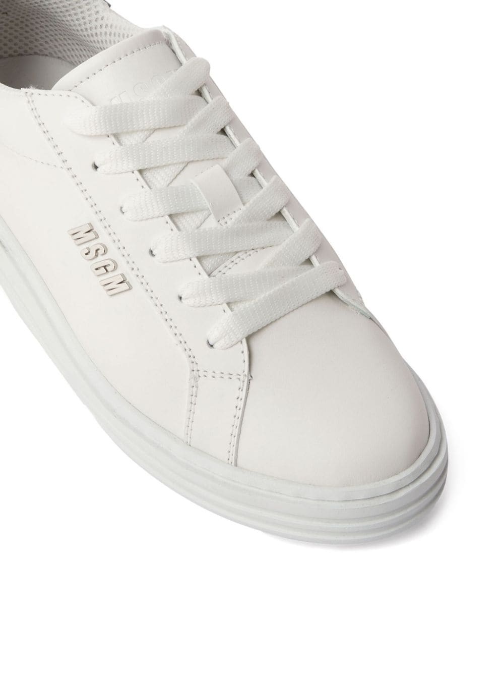 logo-embossed leather sneakers - 4