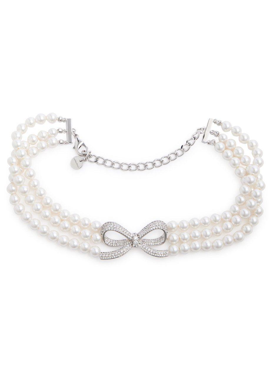 Self-portrait Faux-pearl and bow Choker - 1