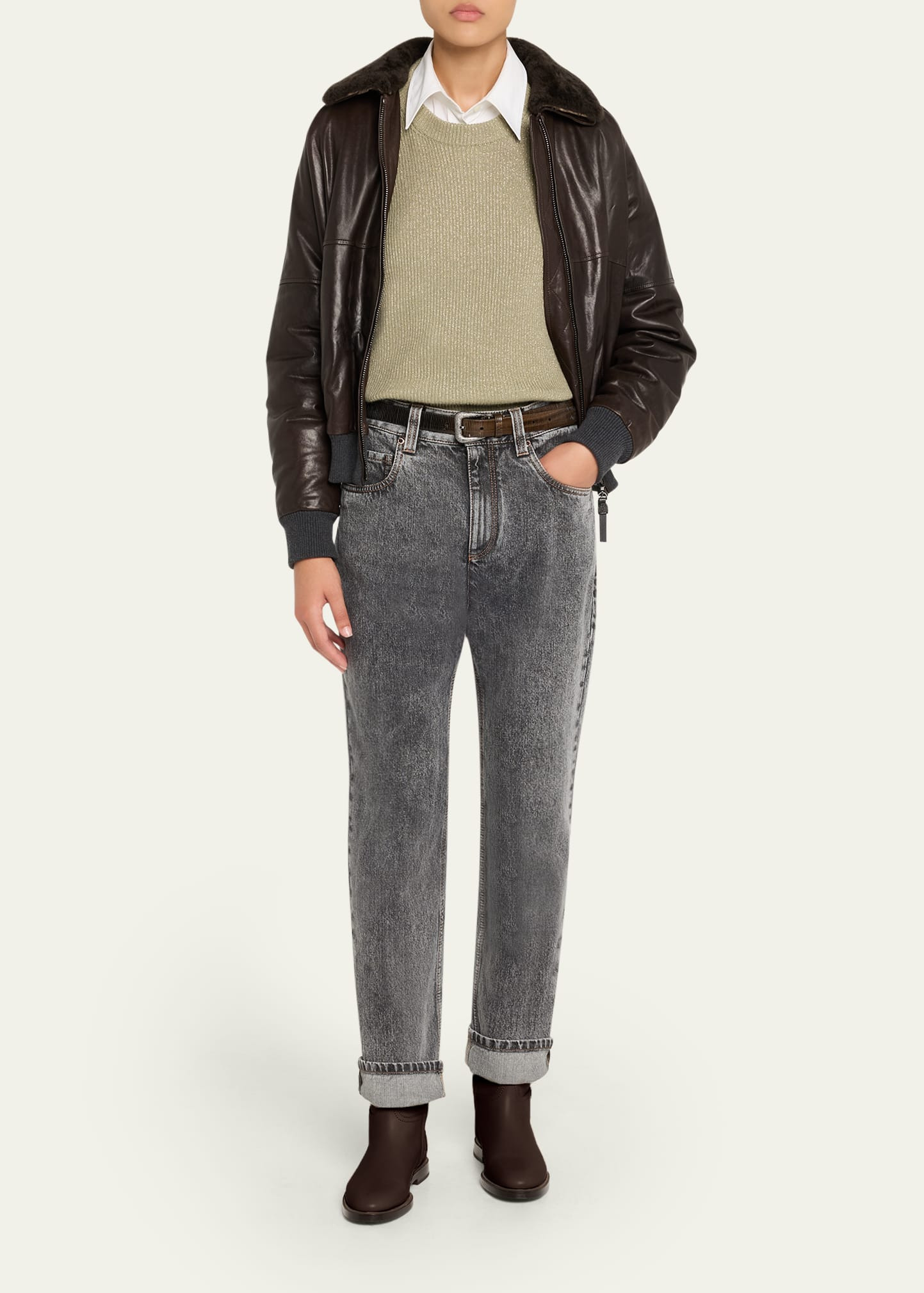 Acid-Wash Straight-Leg Ankle Boyfriend Jeans - 2