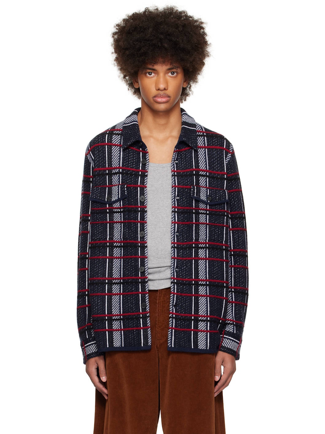 Blue Plaid Work Shirt - 1