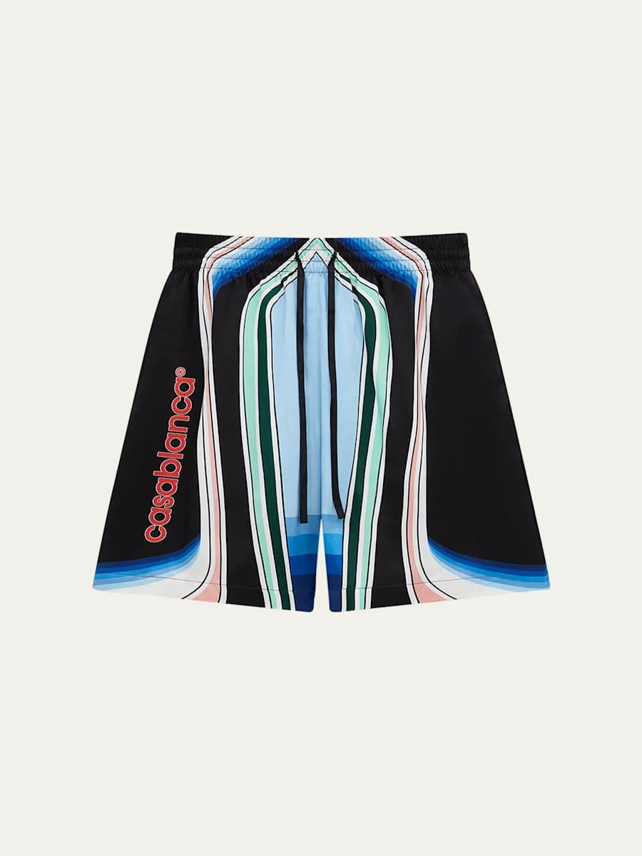 Men's Multi-Stripe Silk Pull-On Shorts - 1