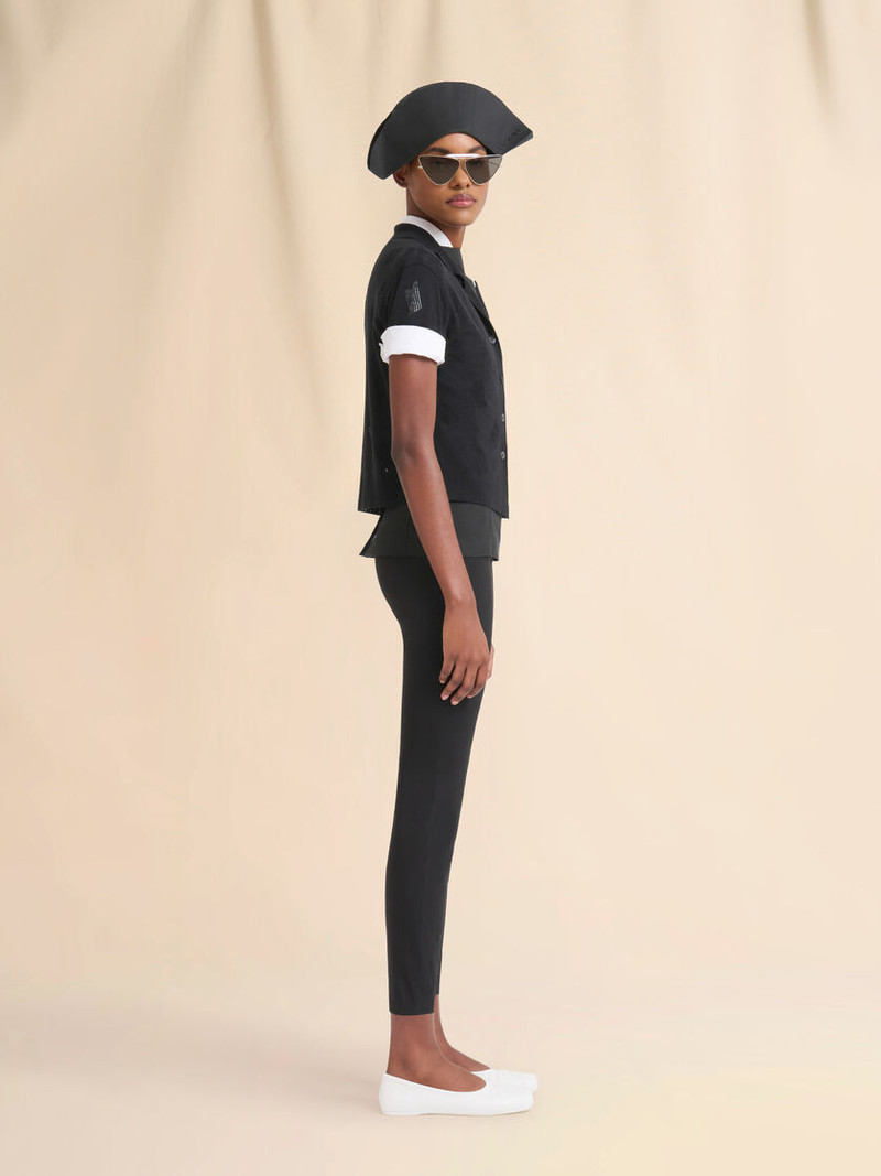 BLACK WOOL-SILK KNIT OPENWORK SHIRT 5