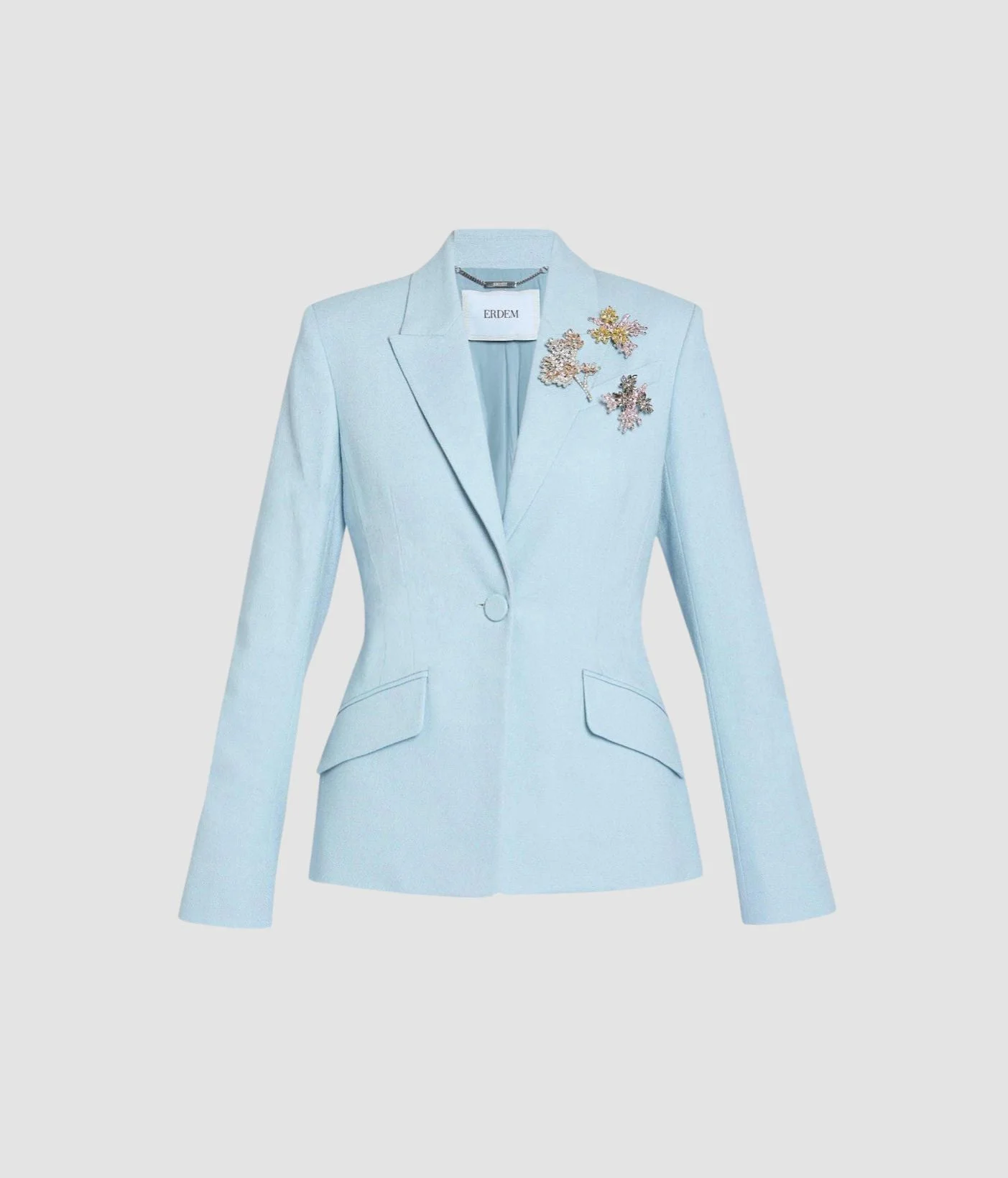 EMBELLISHED CREPE SINGLE BREASTED FITTED BLAZER - 1