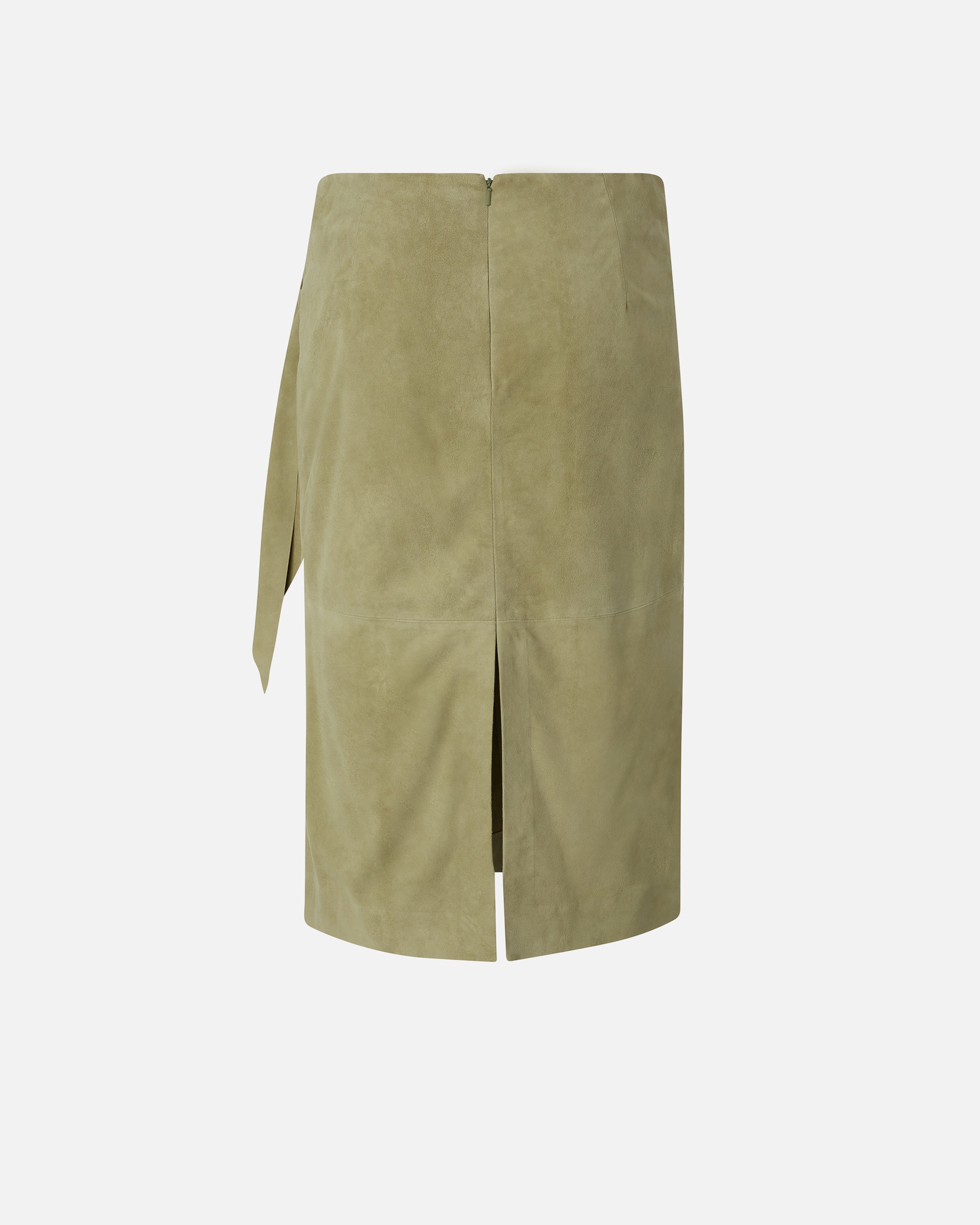KNEE-LENGTH SUEDE SKIRT WITH KNOT - 6