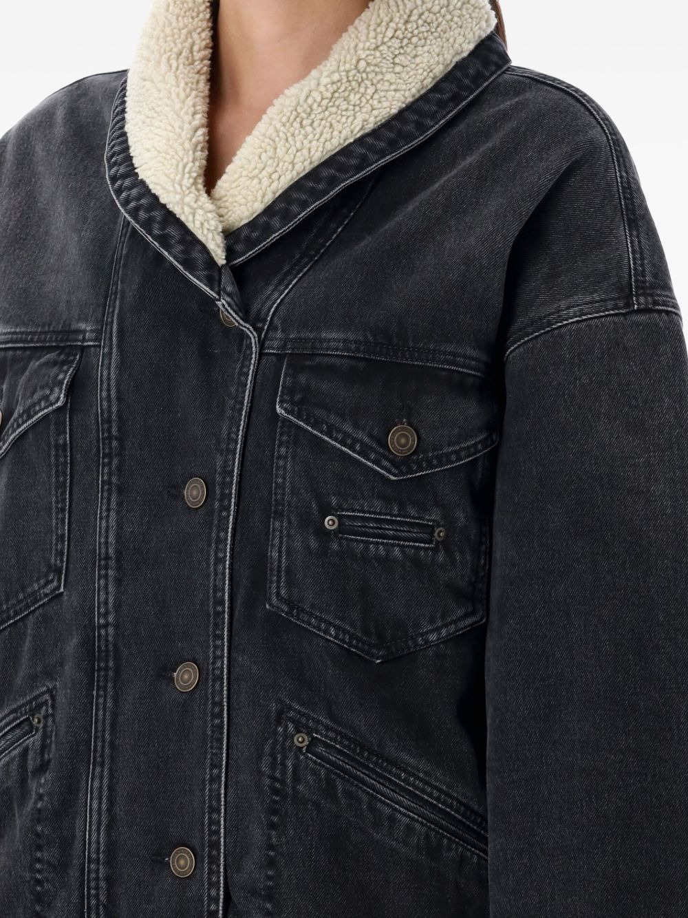 Pimia sherpa-collar denim jacket - 3