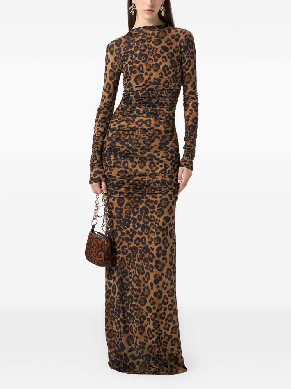 leopard-print ruched dress - 5