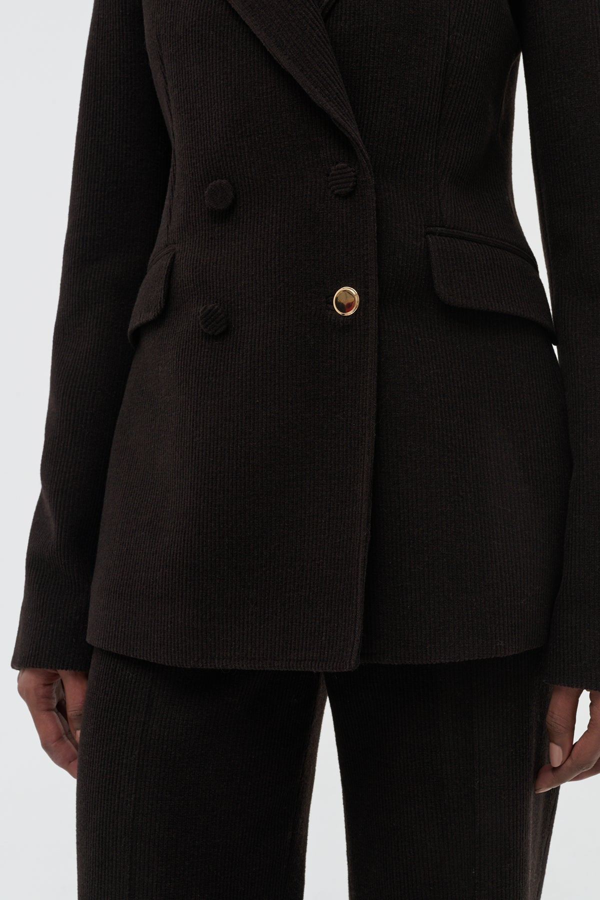 Stephanie Blazer in Chocolate Fine Cashmere Corduroy - 6