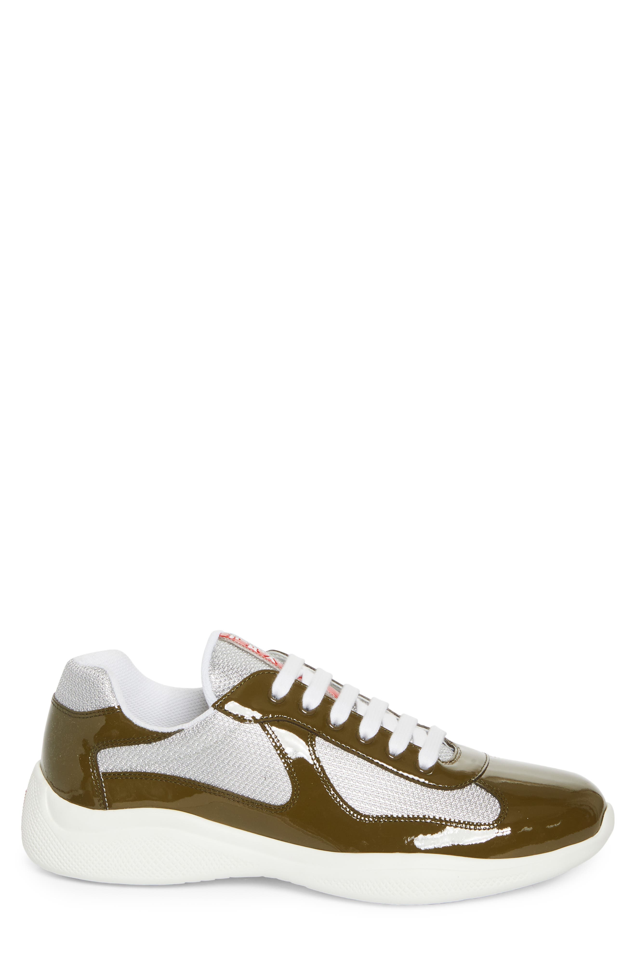 Prada America's Cup Vernice Bike Low Top Sneaker in Loden/Argento at Nordstrom - 4