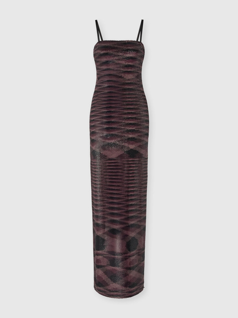Long strapless dress with flame pattern 1