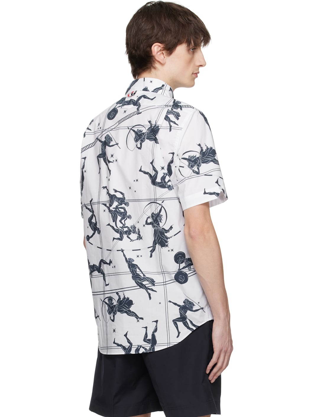 White & Navy Olympic Constellation Poplin Shirt - 3