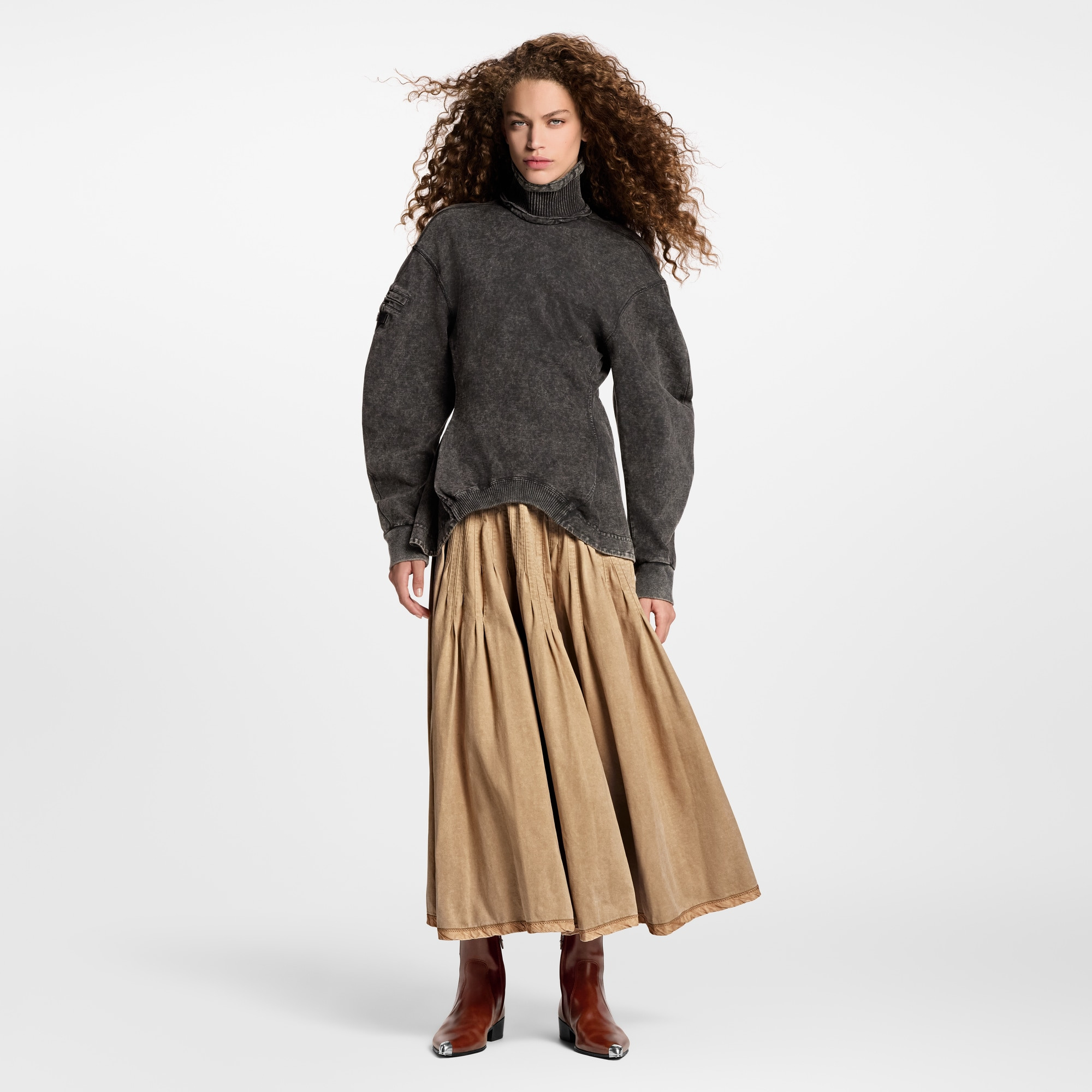 Pleated Jersey Maxi Skirt - 6