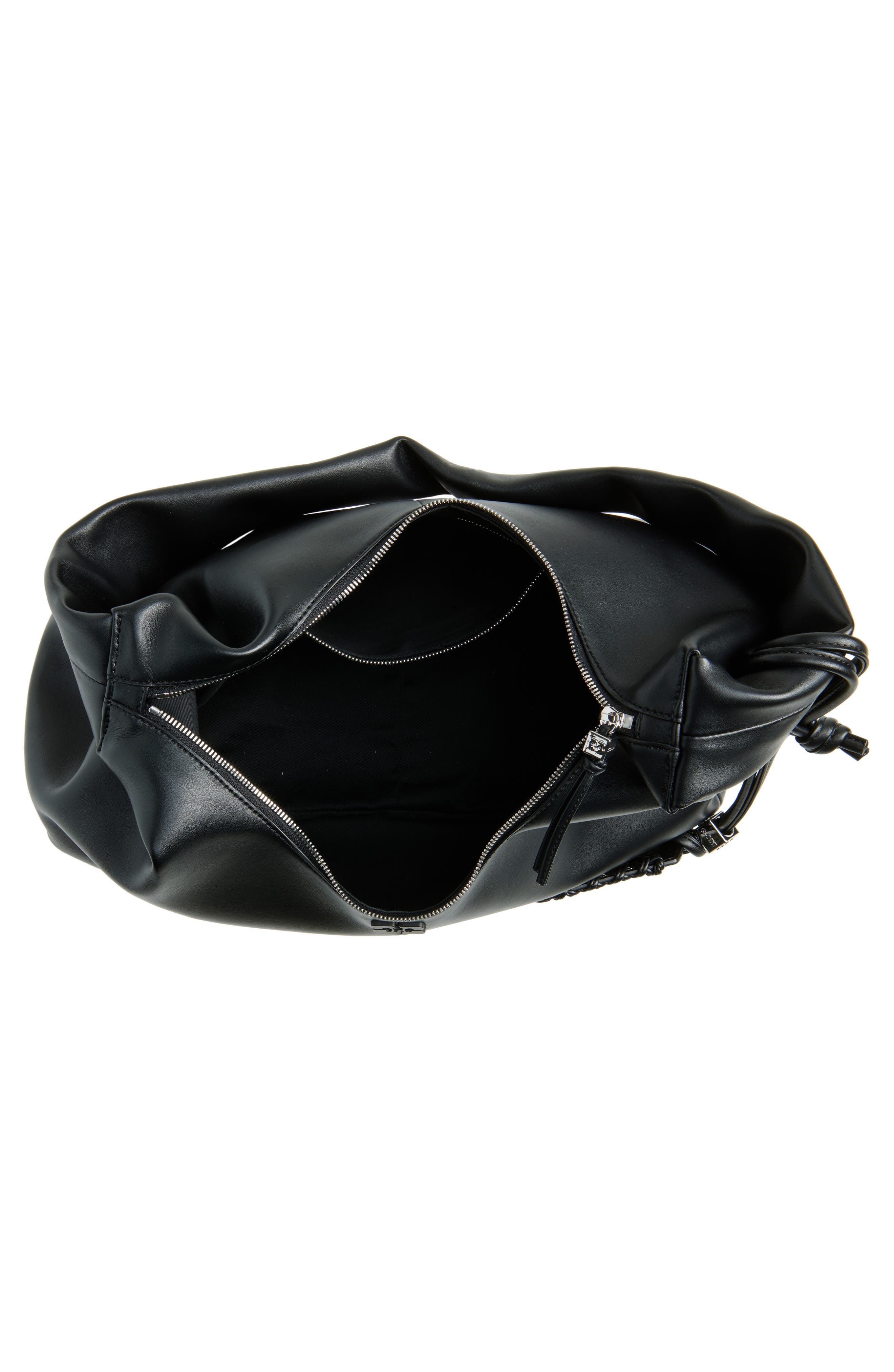 Ganni Medium Bou Leather Hobo Bag in Black at Nordstrom - 4