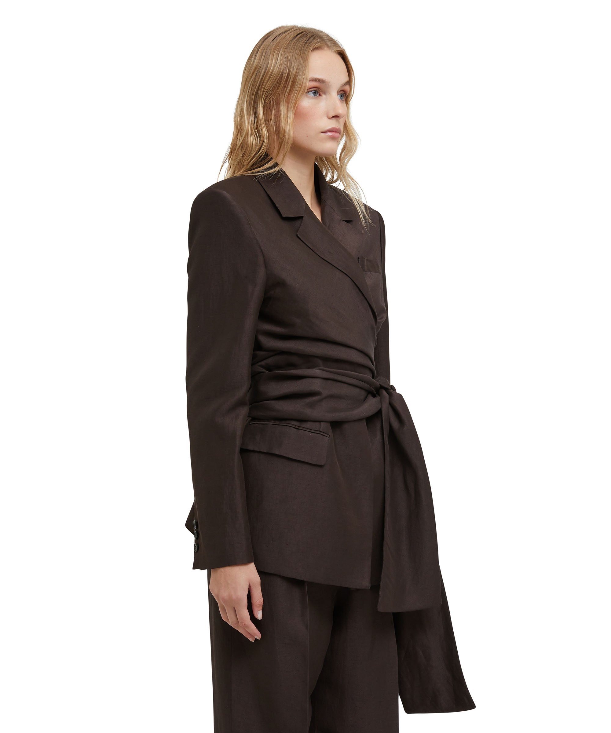 Blended linen and viscose jacket with sashed waistline - 4