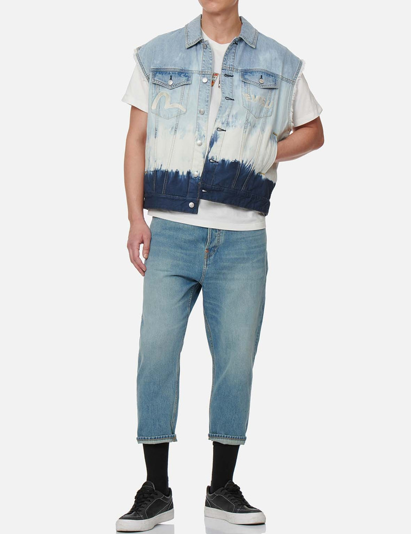 DAICOCK INSERT TIE-DYE DENIM VEST 5