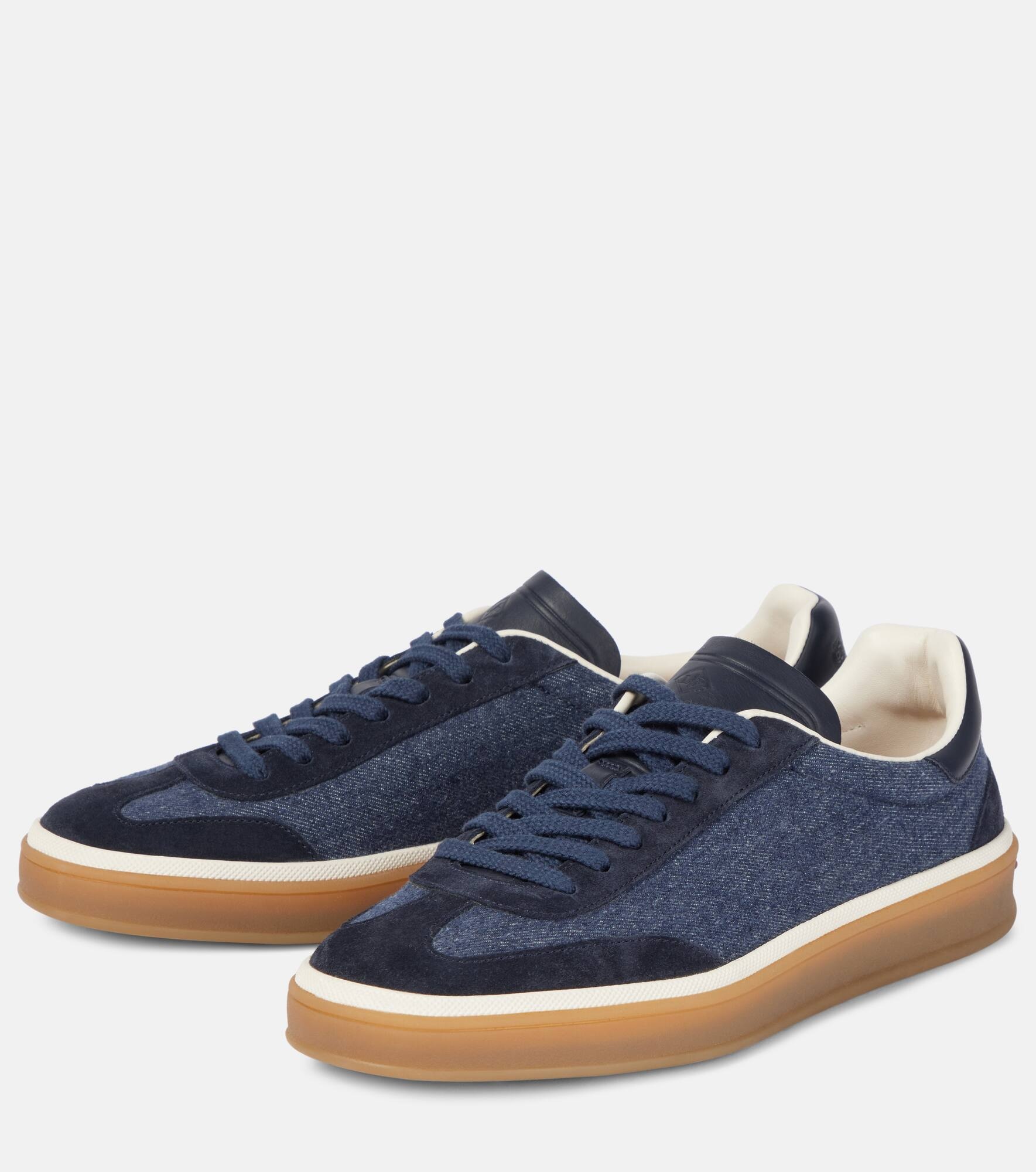 Tennis Walk suede-trimmed denim sneakers - 4