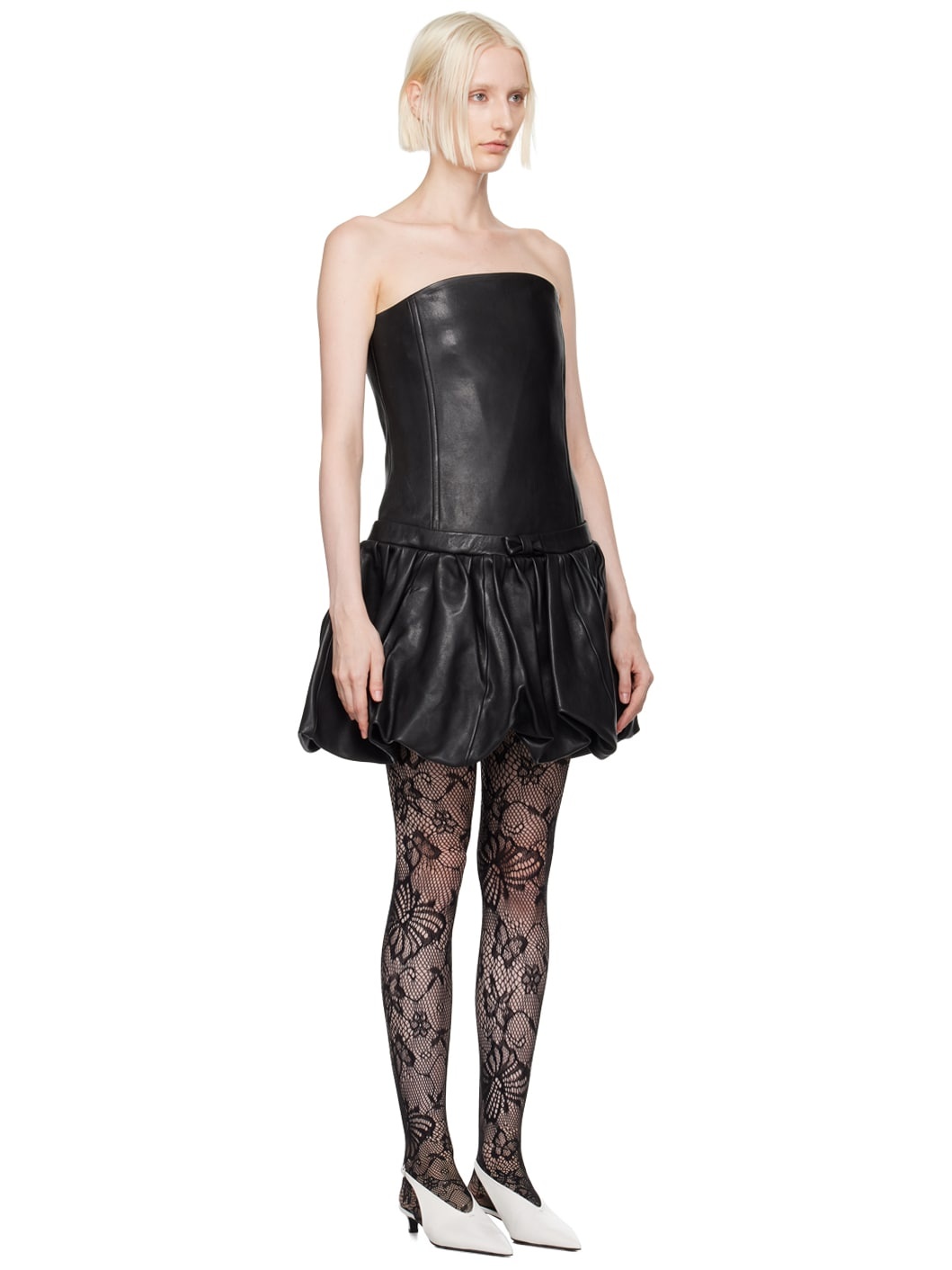 Black 'The Bubble' Leather Minidress - 2